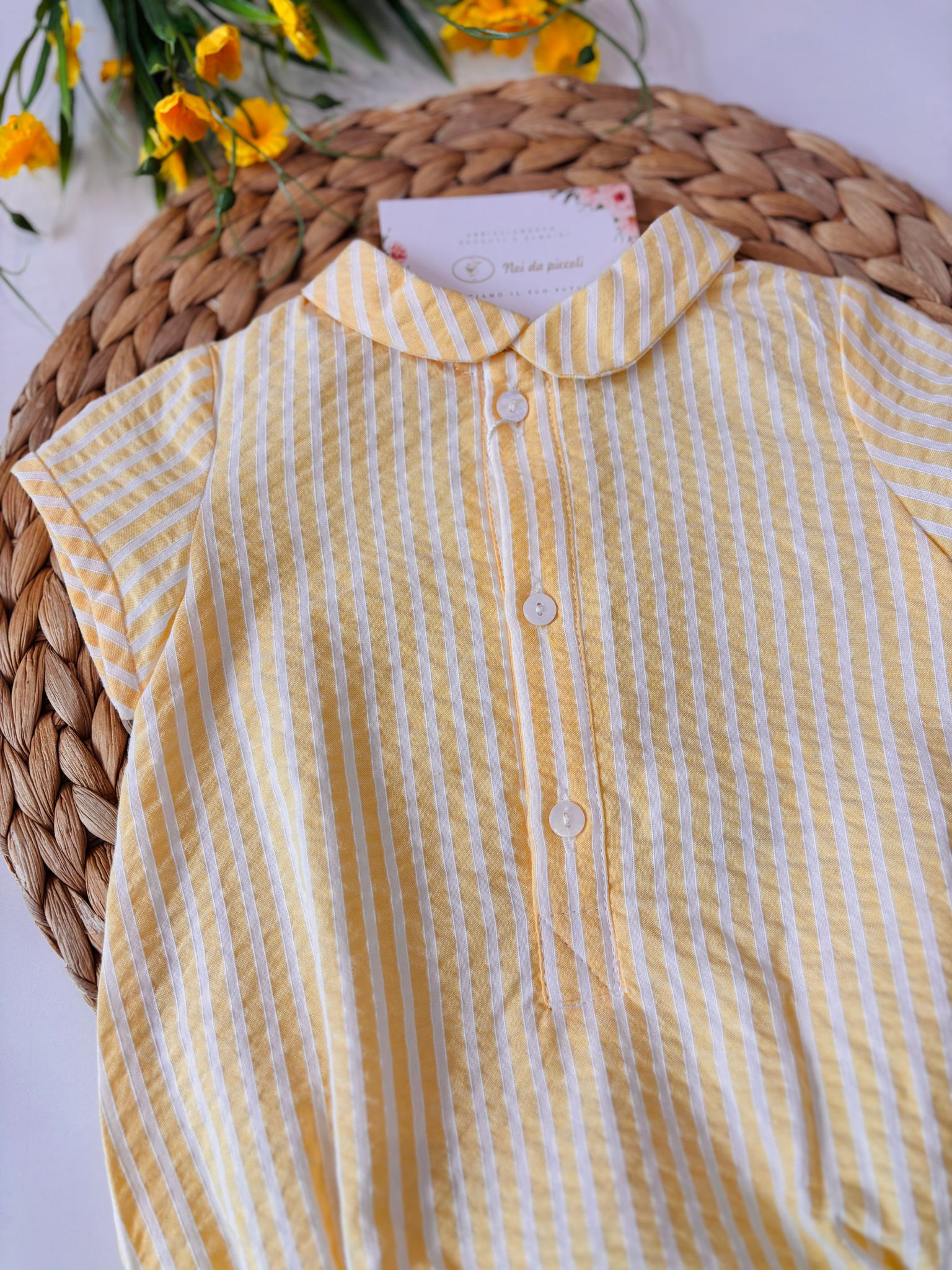 PAGLIACCETTO IN COTONE A RIGHE GIALLO - Noi da piccoli
