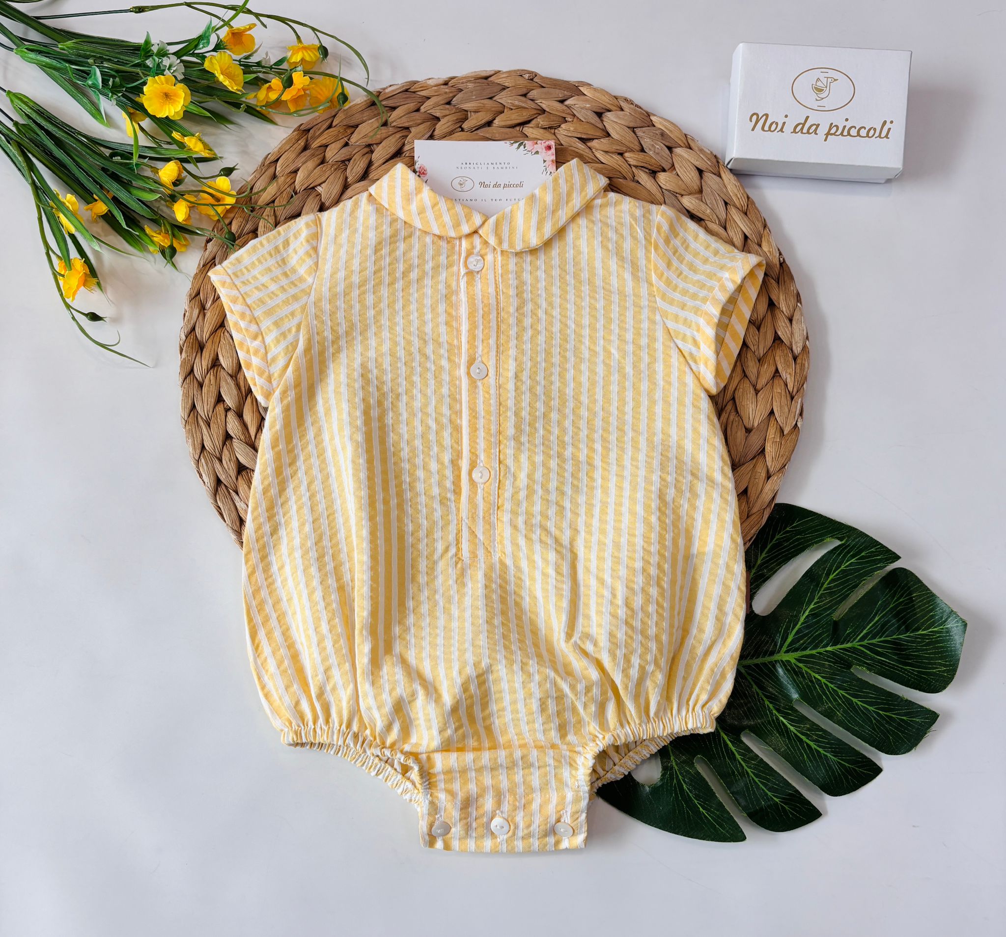 PAGLIACCETTO IN COTONE A RIGHE GIALLO - Noi da piccoli