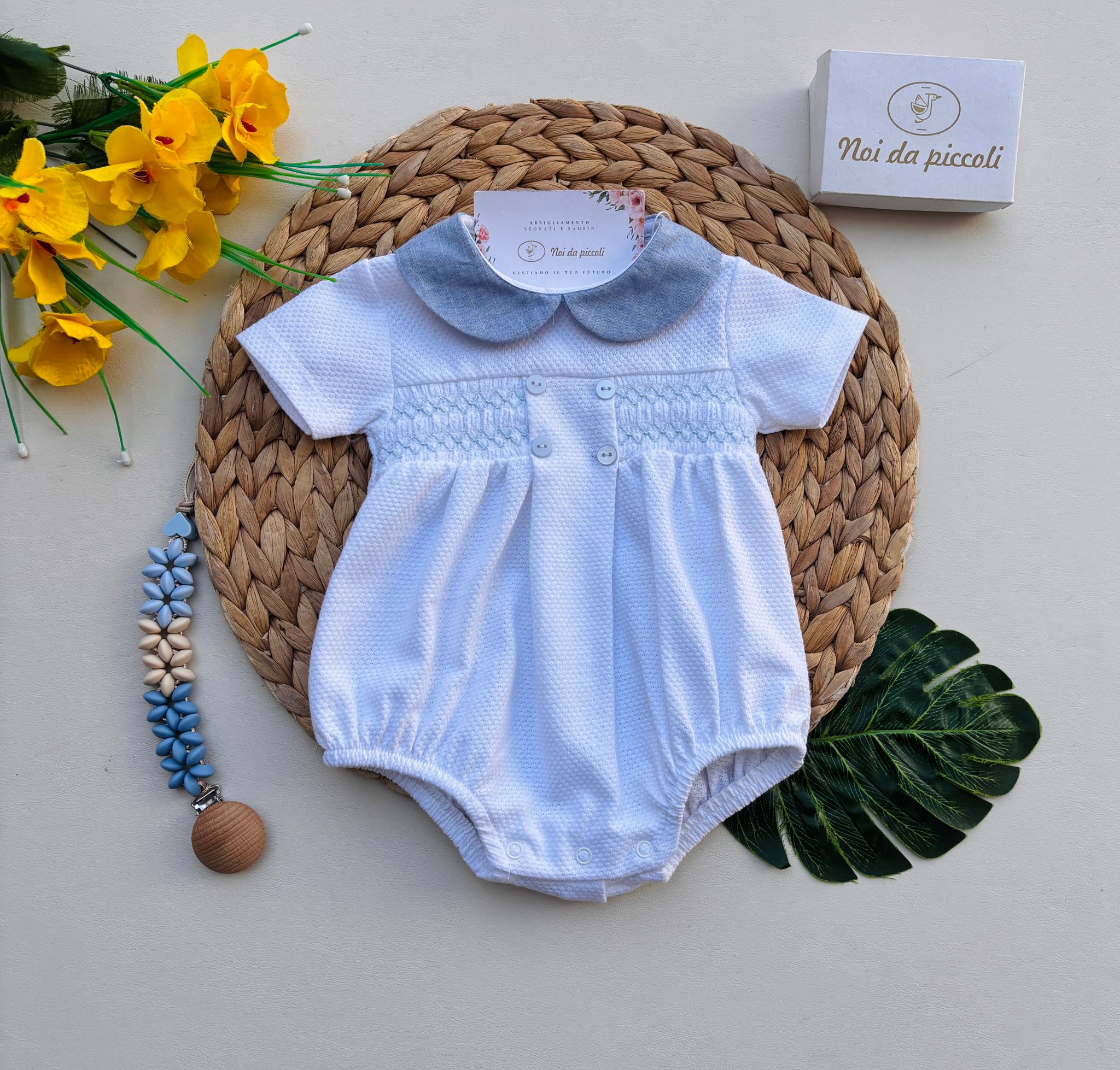 PAGLIACCETTO IN COTONE BIANCO CIELO - Noi da piccoli