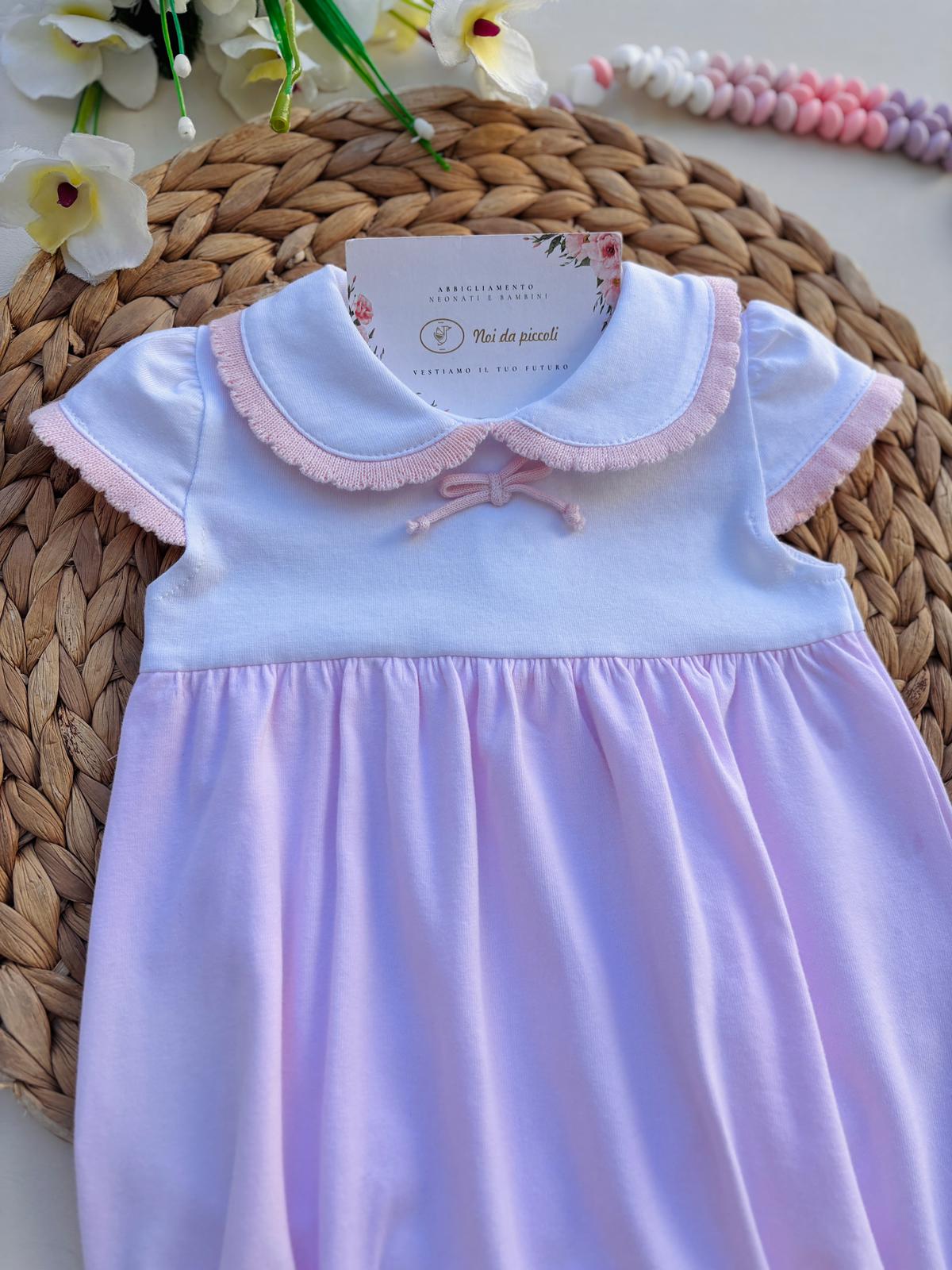 PAGLIACCETTO IN COTONE BIANCO ROSA - Noi da piccoli