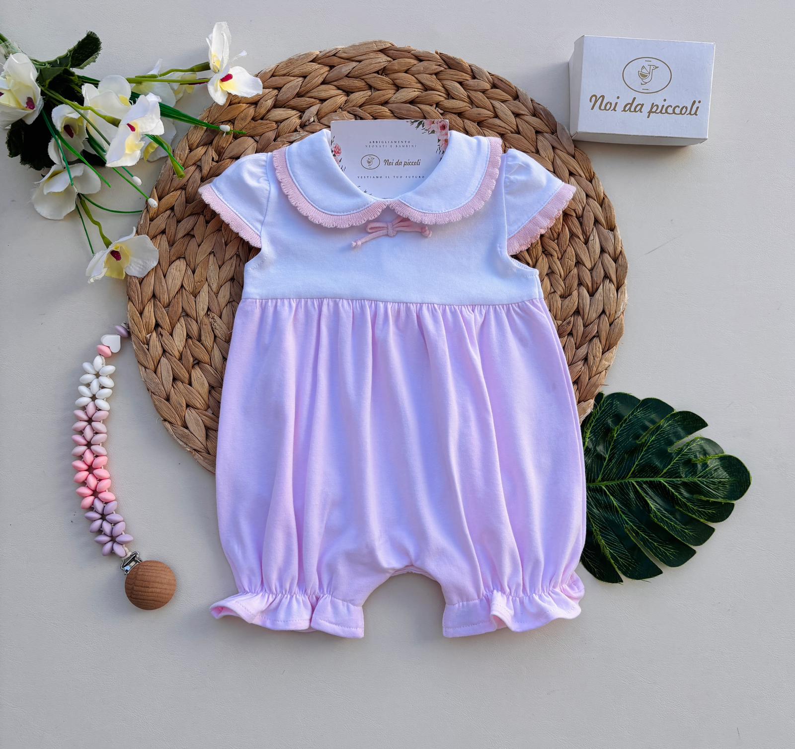 PAGLIACCETTO IN COTONE BIANCO ROSA - Noi da piccoli