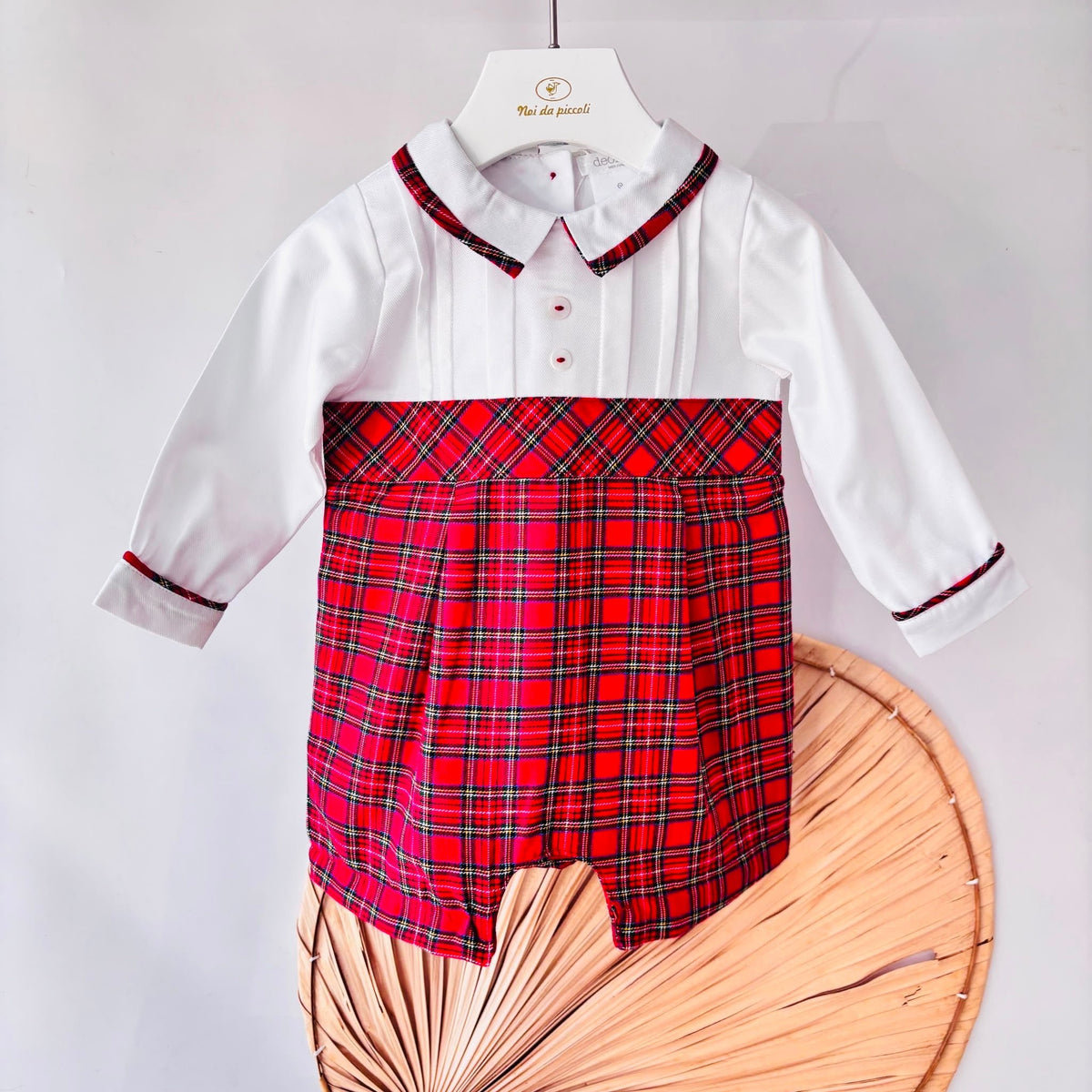Red Tartan Brushed Cotton Romper Deolinda