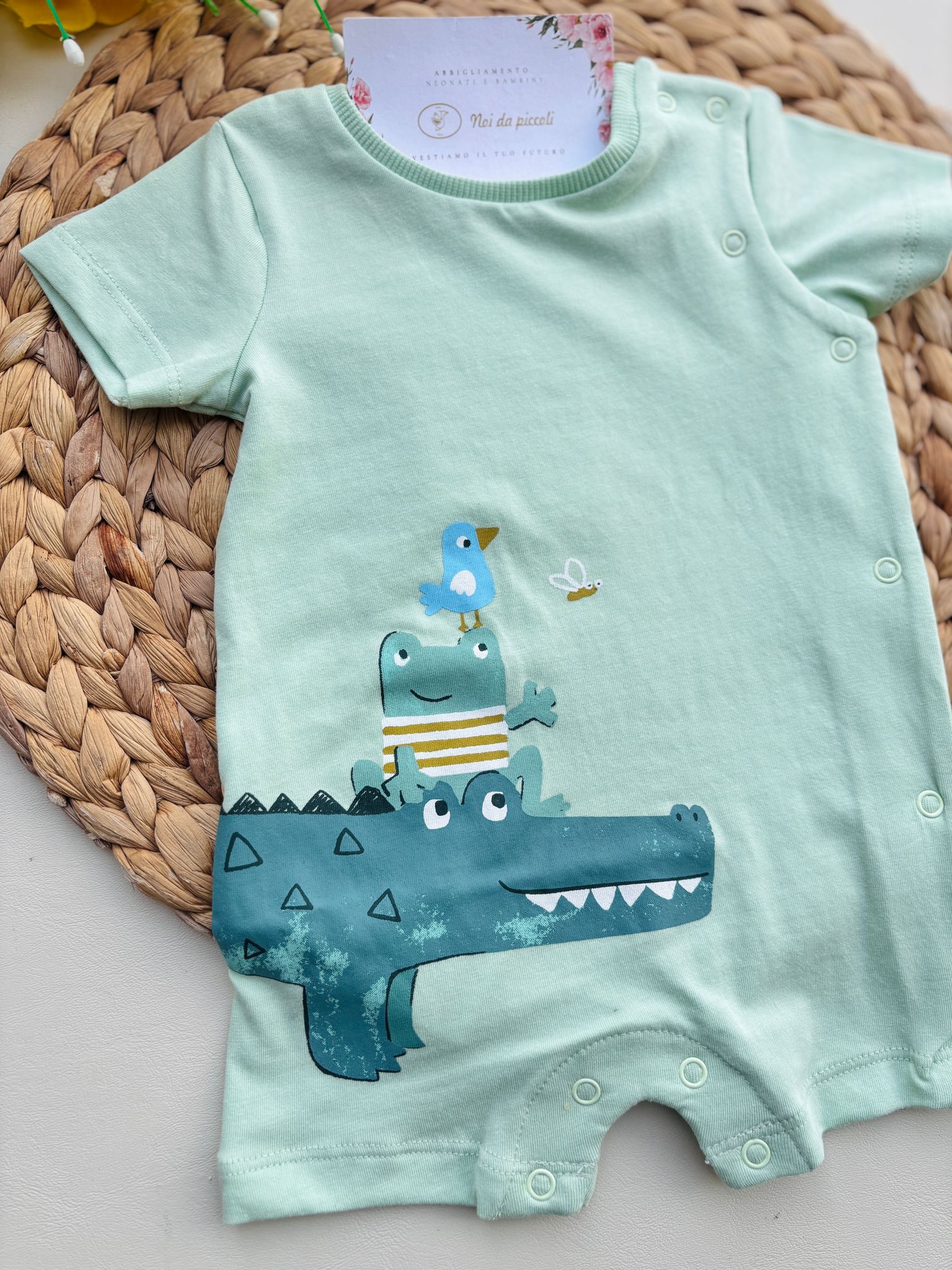 PAGLIACCETTO IN COTONE CON ANIMALINI VERDE - Noi da piccoli