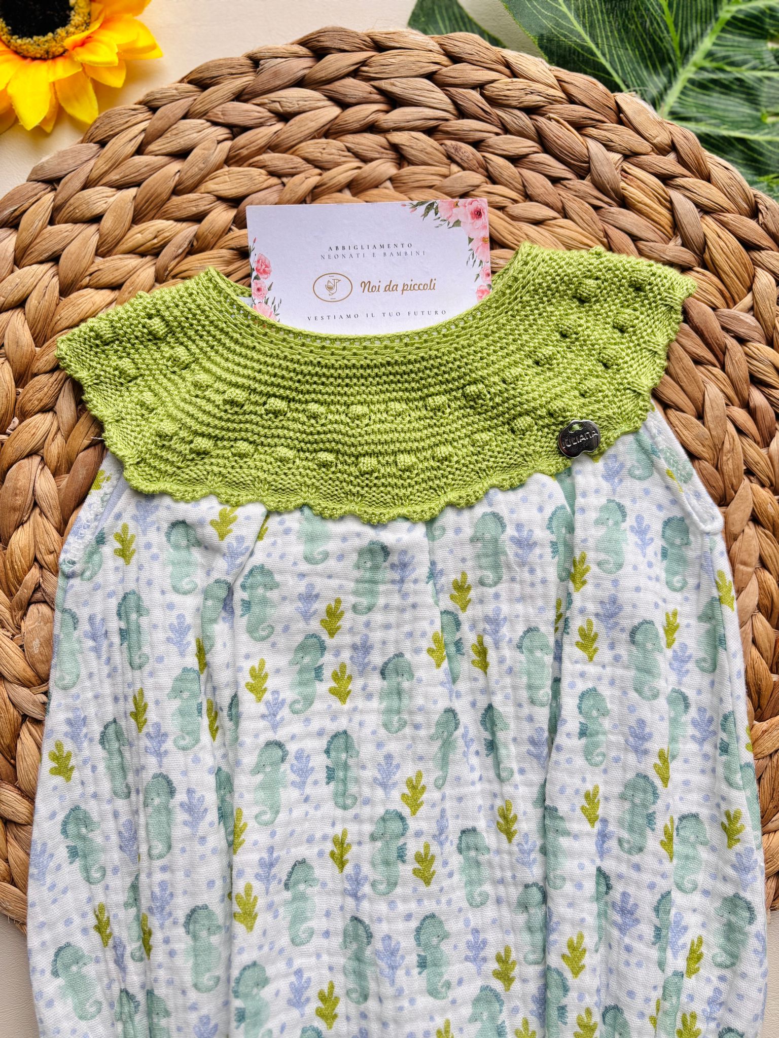 PAGLIACCETTO IN COTONE CON ANIMALINI VERDE - Noi da piccoli