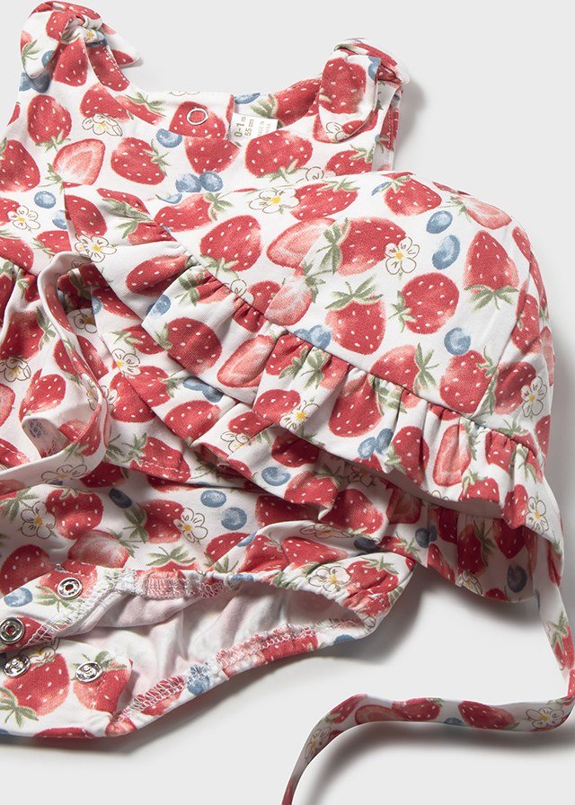 PAGLIACCETTO IN COTONE CON CAPPELLINO ABBINATO FRAGOLINE rojo - Noi da piccoli