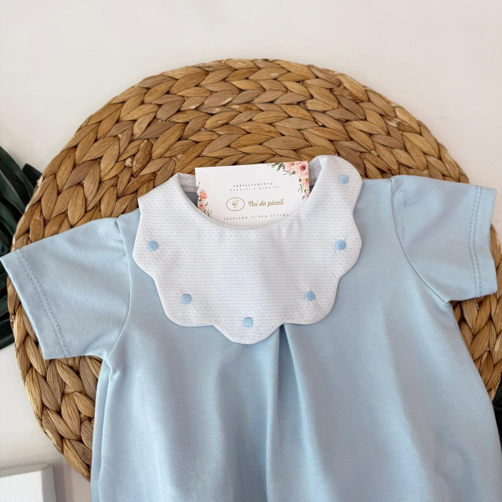 PAGLIACCETTO IN COTONE CON COLLETTO NUVOLA CIELO - Noi da piccoli
