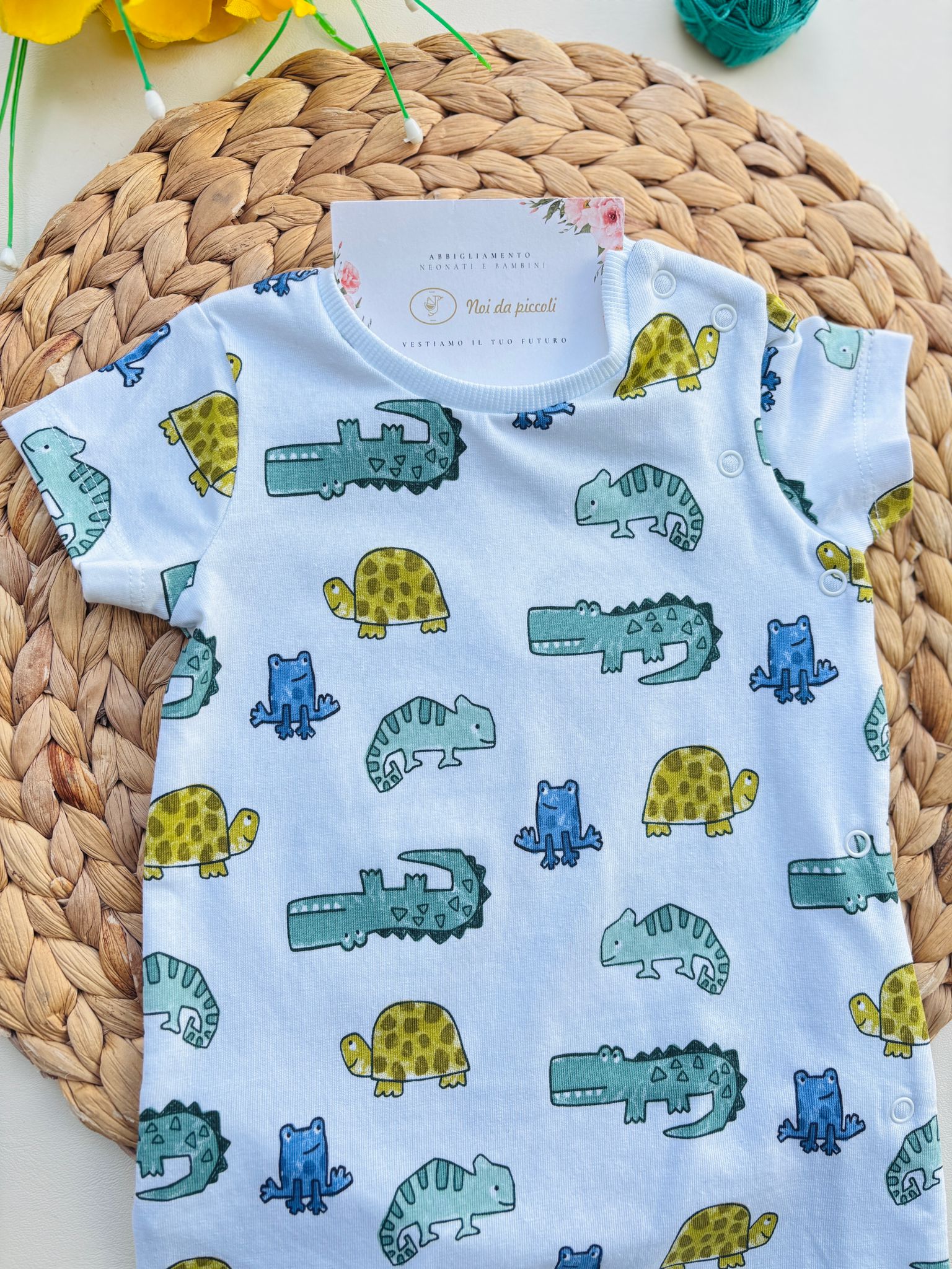 PAGLIACCETTO IN COTONE CON DINOSAURI BIANCO - Noi da piccoli