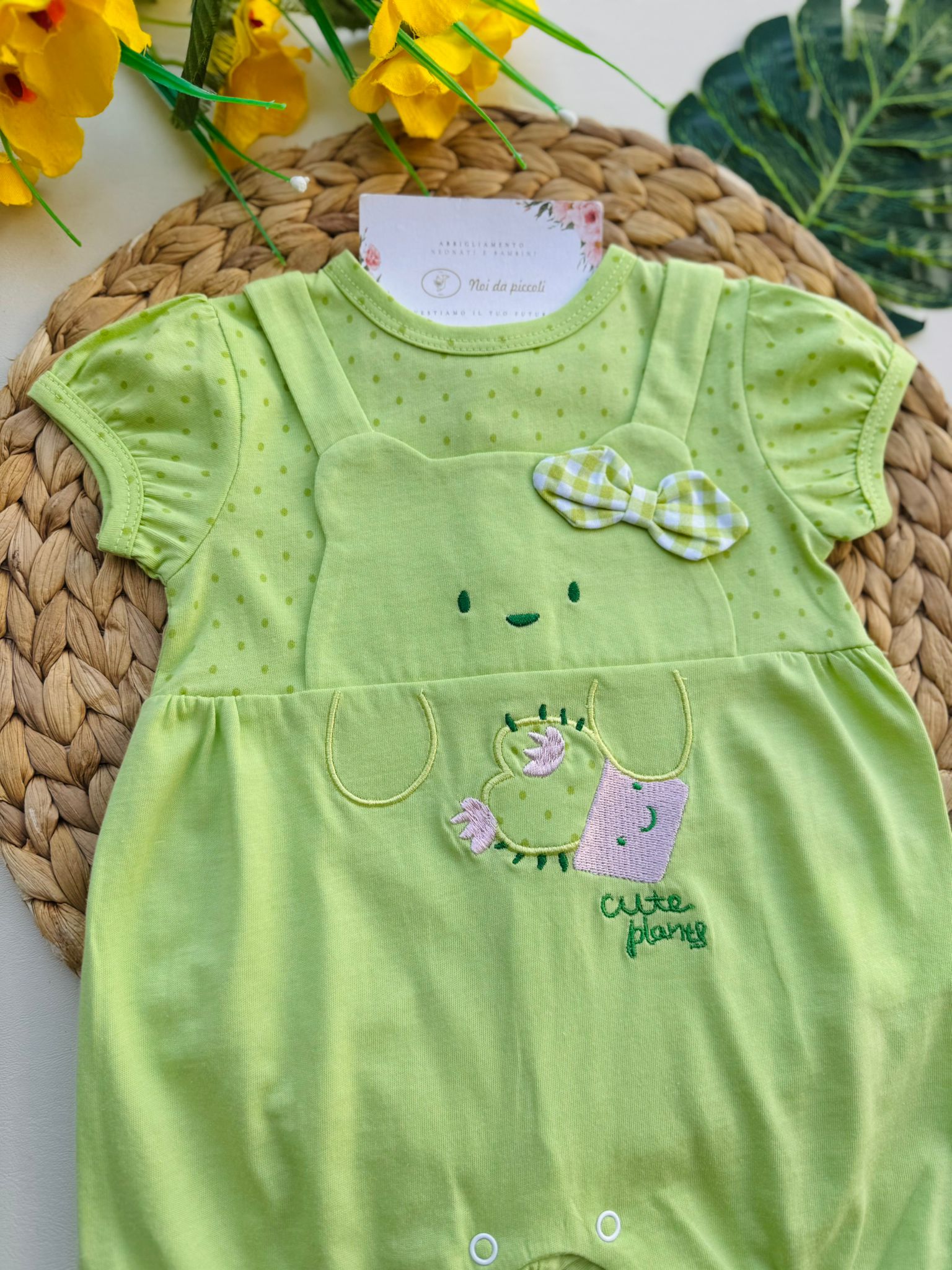 PAGLIACCETTO IN COTONE CON DISEGNINI VERDE - Noi da piccoli