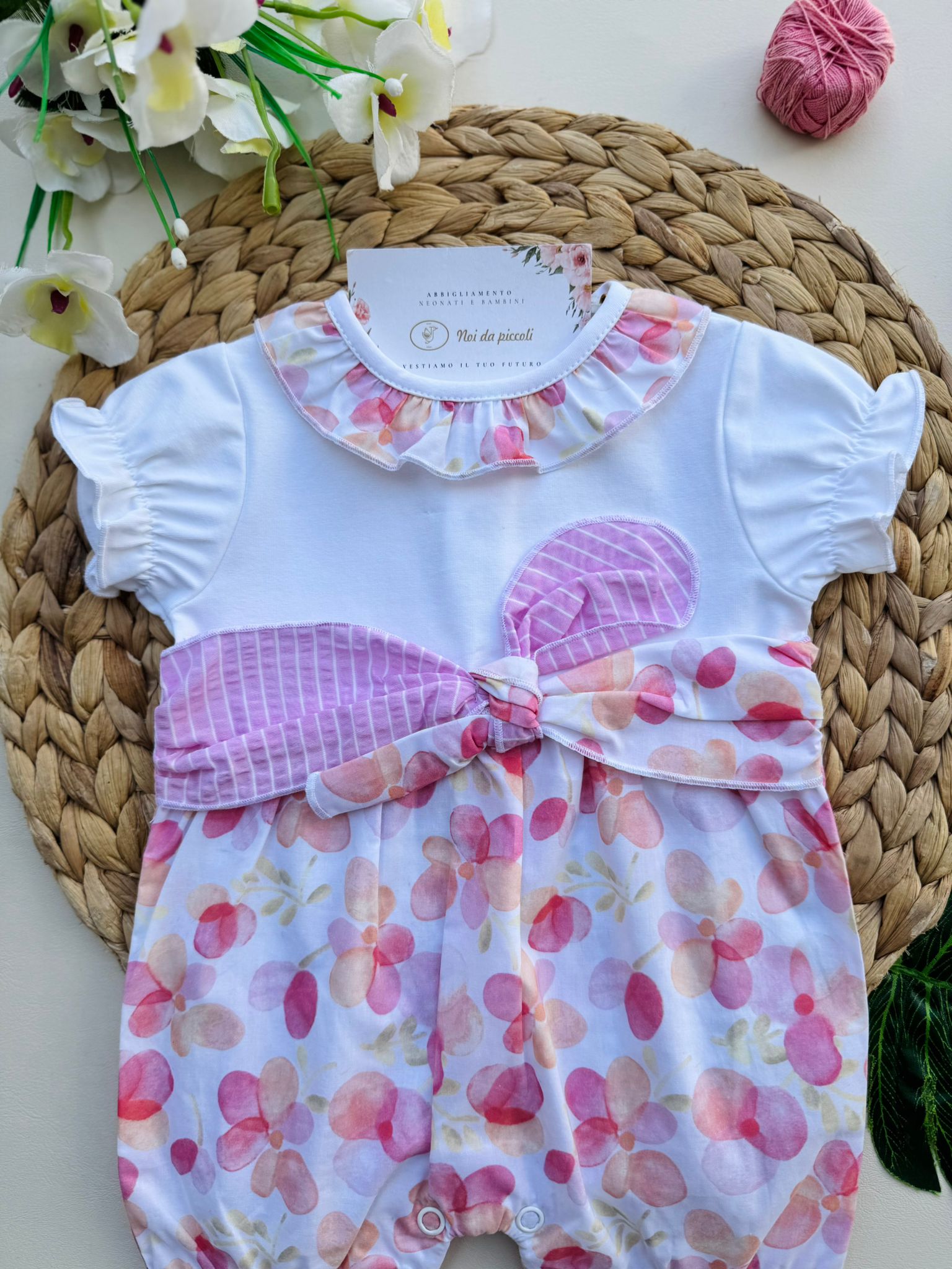 PAGLIACCETTO IN COTONE CON FIORELLINI ROSA - Noi da piccoli