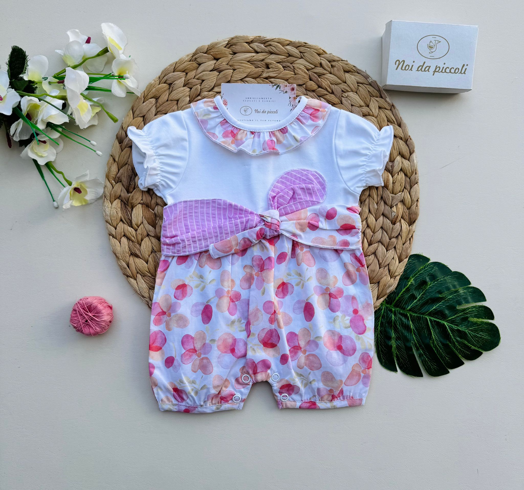 PAGLIACCETTO IN COTONE CON FIORELLINI ROSA - Noi da piccoli