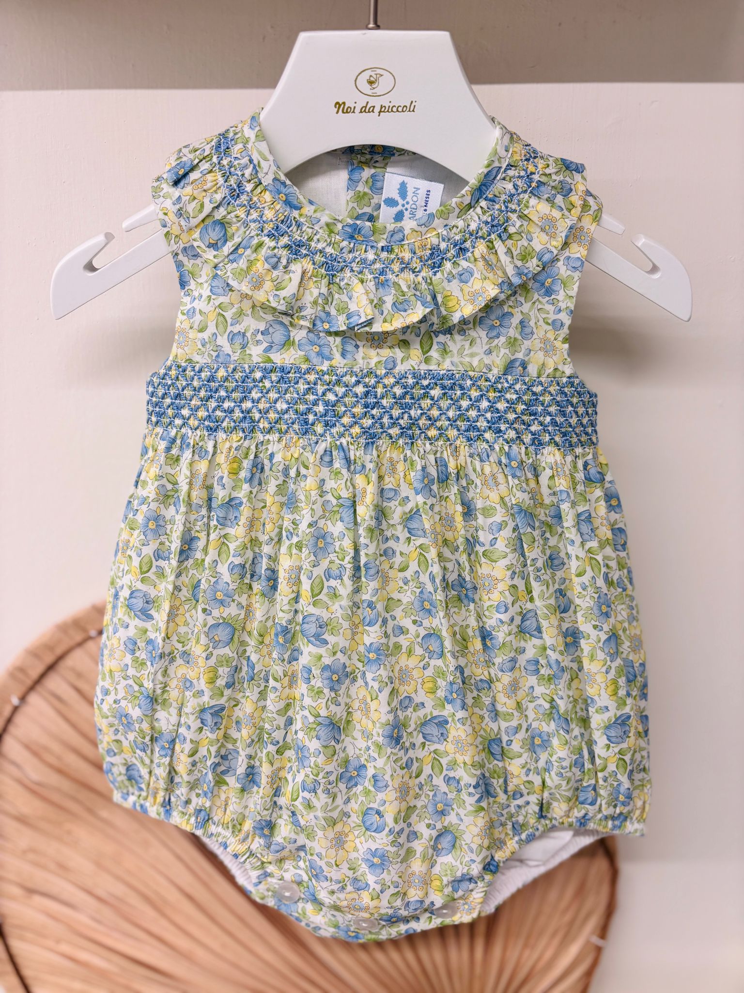 PAGLIACCETTO IN COTONE CON FIORELLINI VERDE - Noi da piccoli