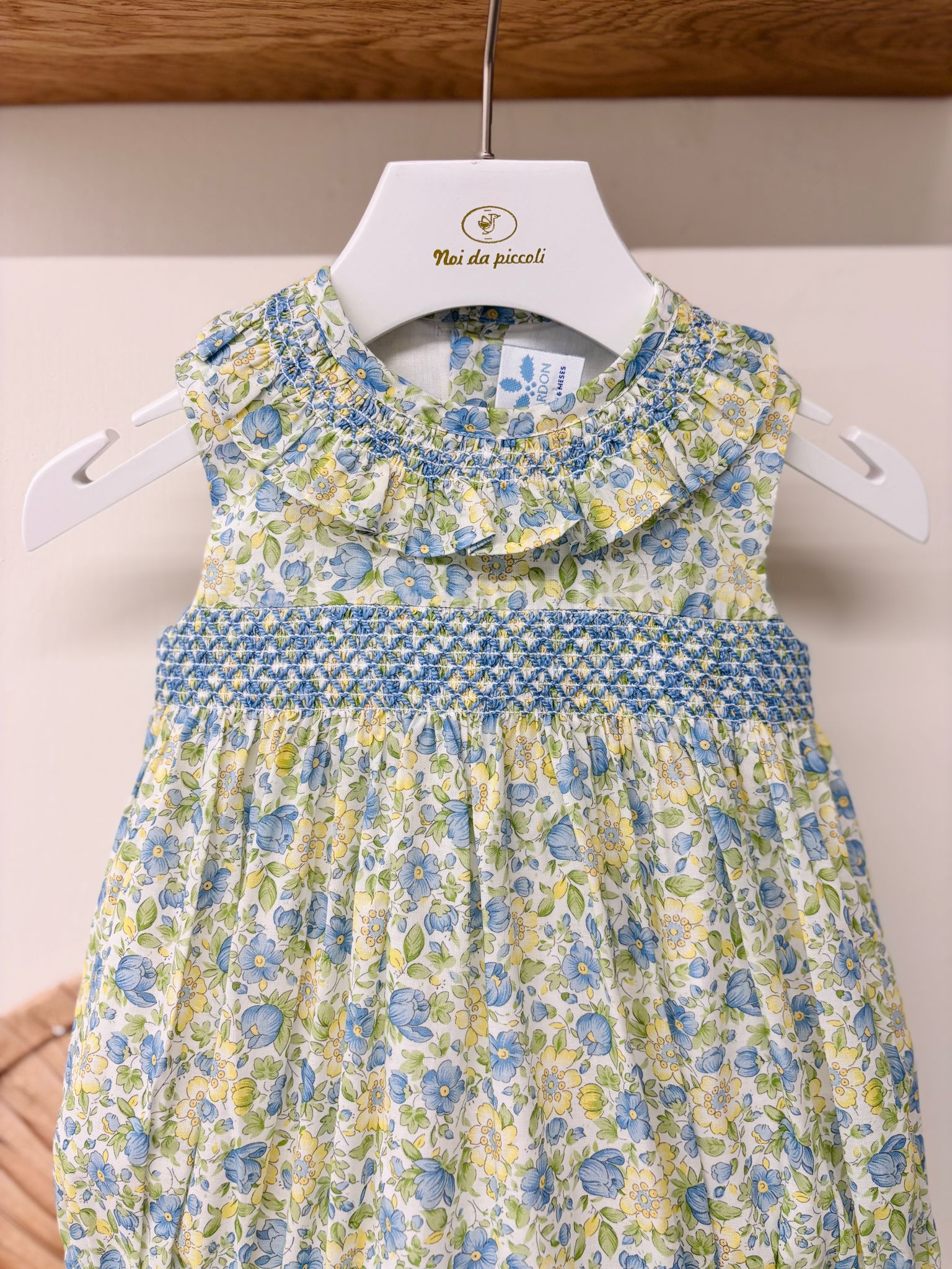 PAGLIACCETTO IN COTONE CON FIORELLINI VERDE - Noi da piccoli