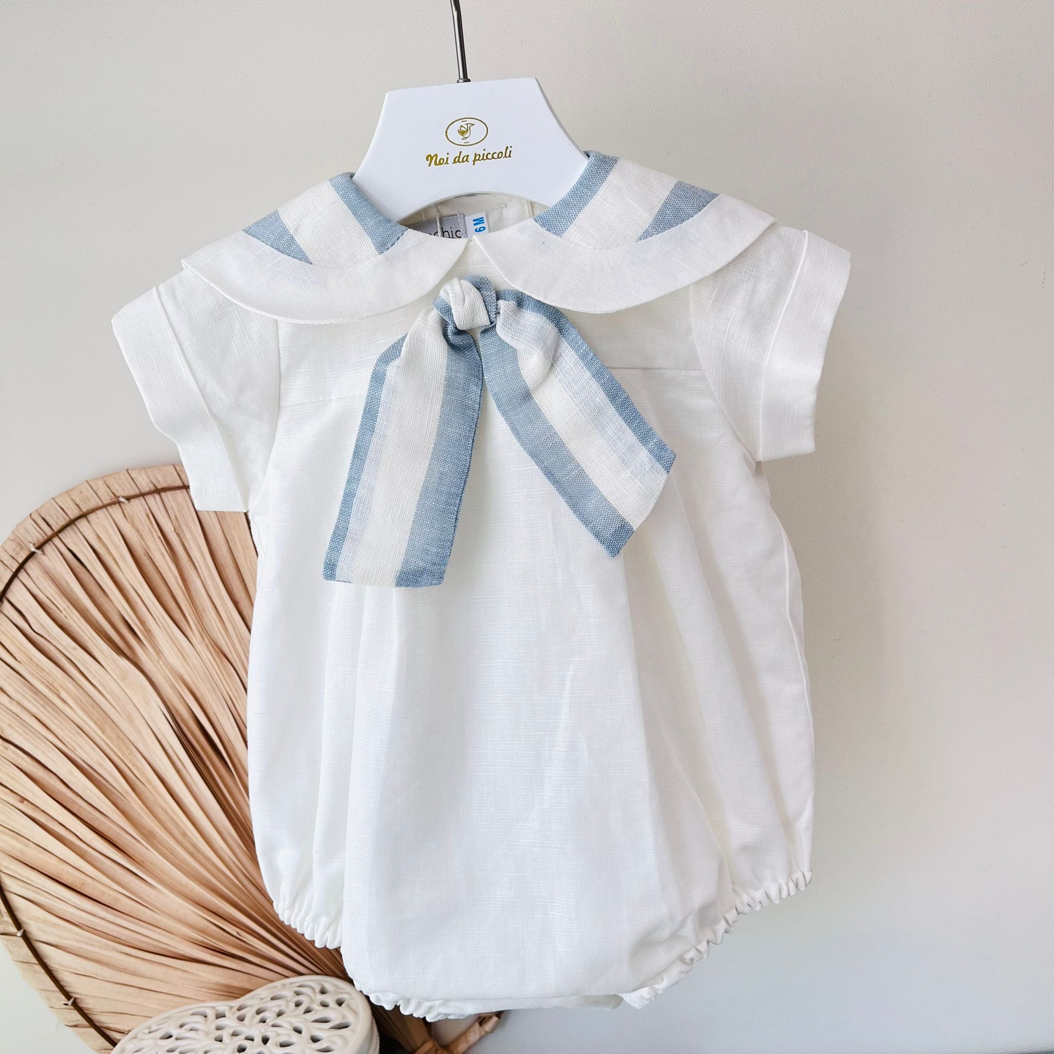 PAGLIACCETTO IN COTONE E LINO A RIGHE CRUDO - Noi da piccoli