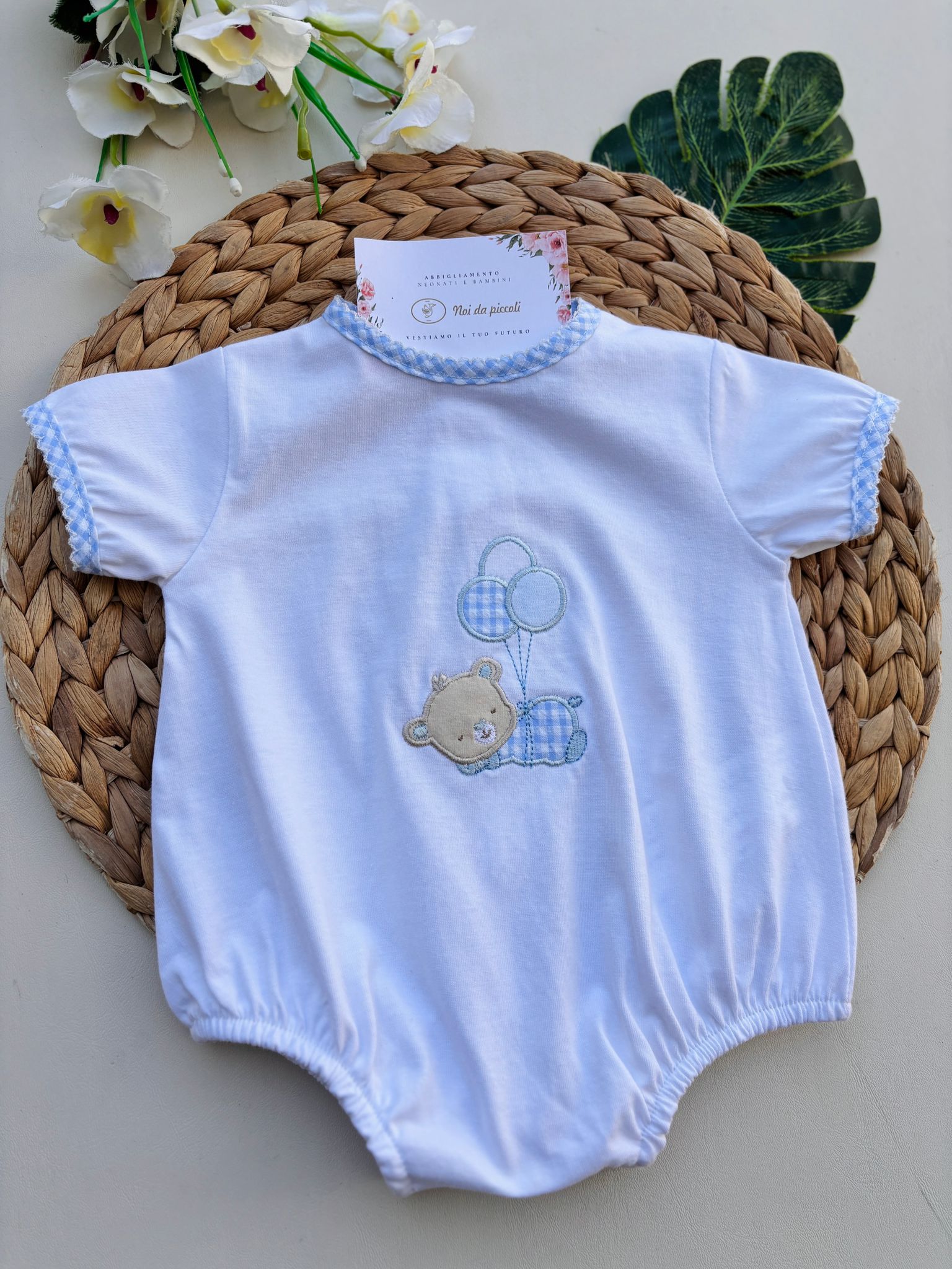 PAGLIACCETTO IN COTONE ORSETTO BIANCO CIELO - Noi da piccoli