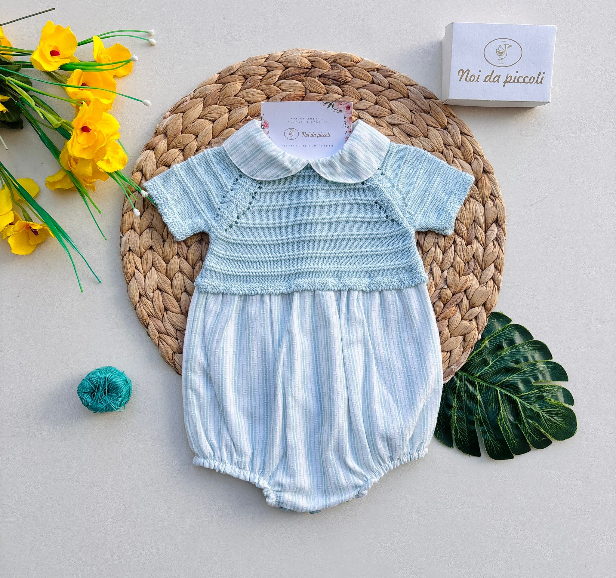 PAGLIACCETTO IN COTONE RIGATO VERDE - Noi da piccoli