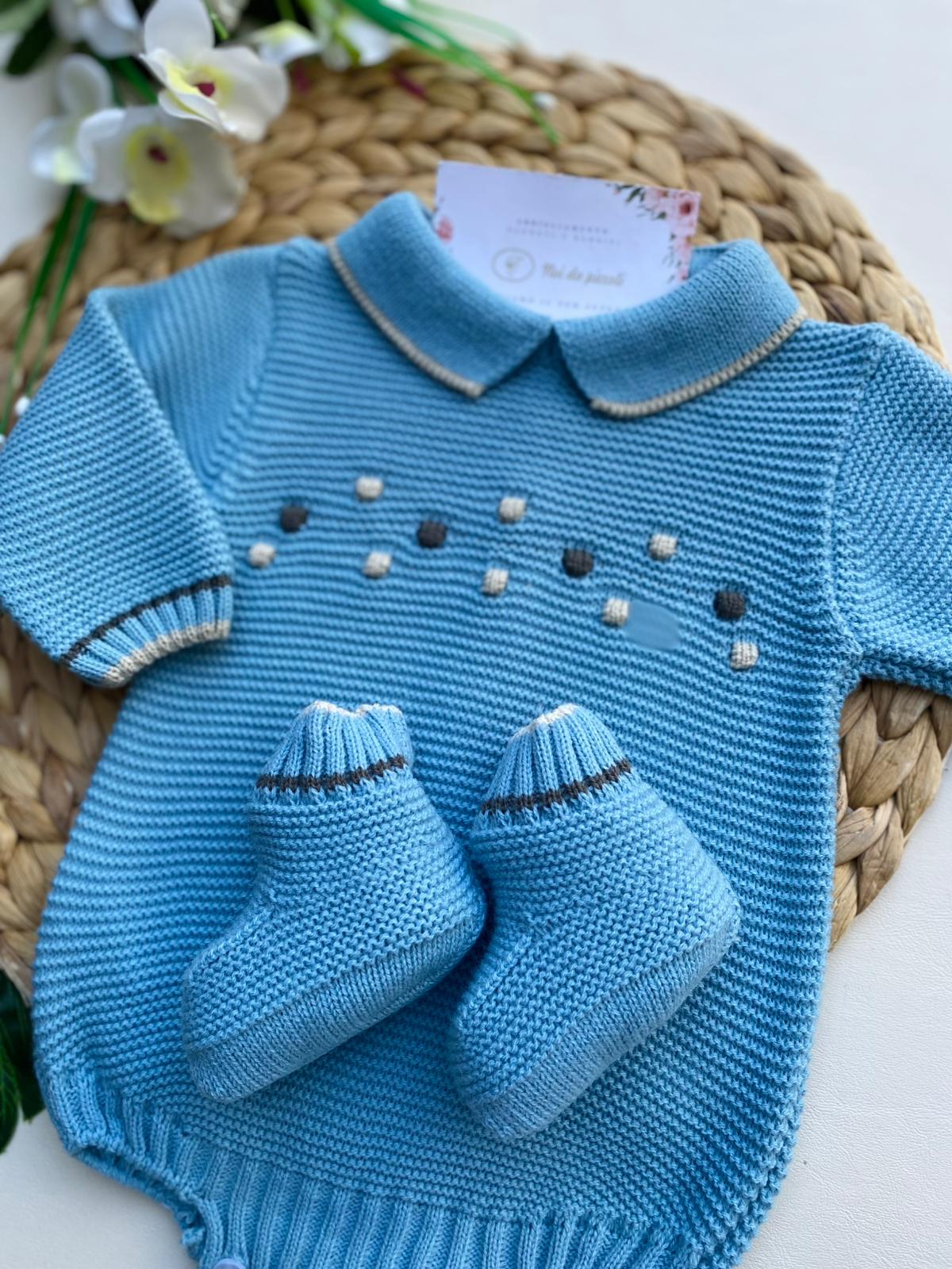 PAGLIACCETTO IN FILATO CALDO 100% ACRILICO AZUL BEIGE - Noi da piccoli