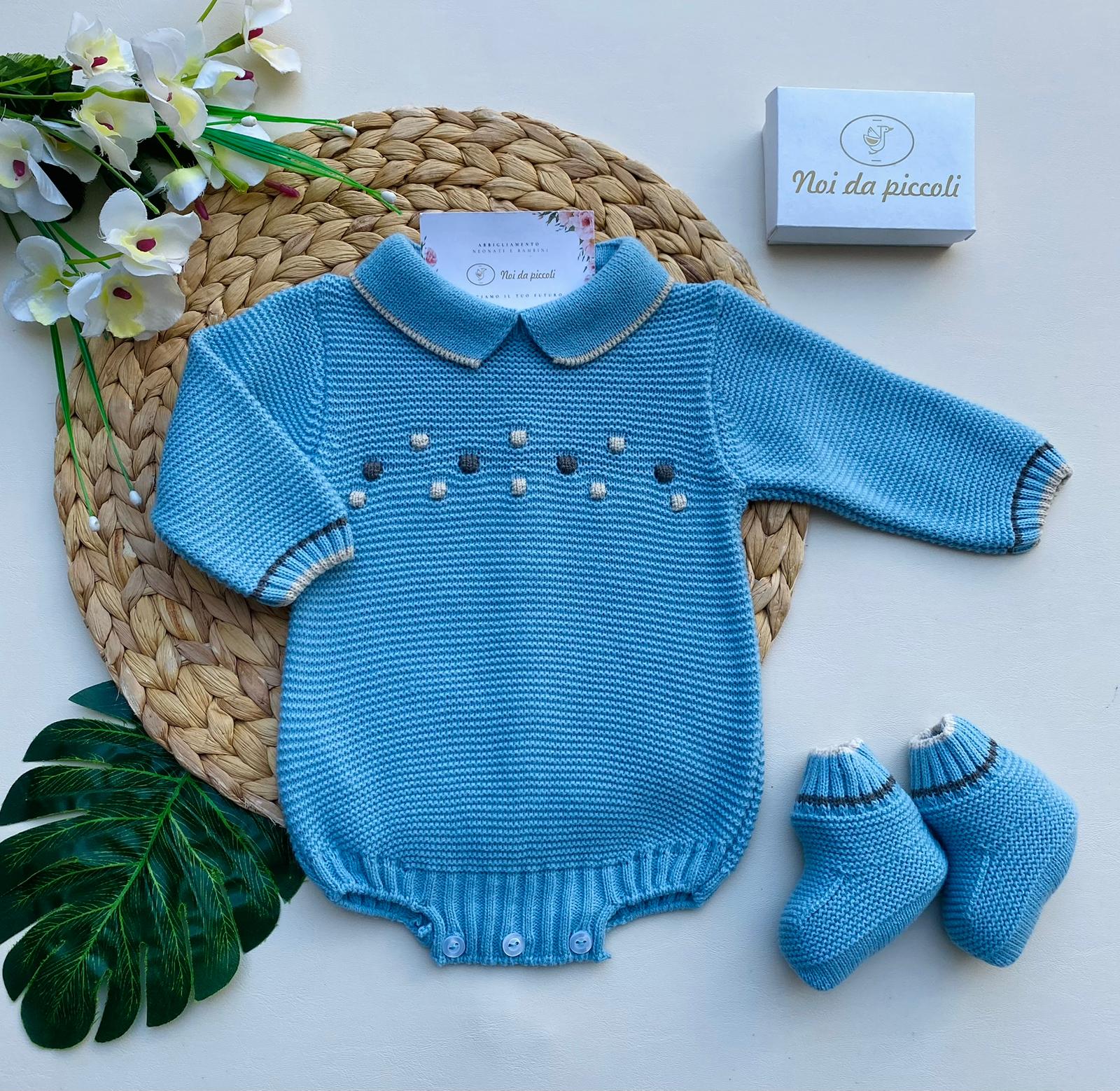 PAGLIACCETTO IN FILATO CALDO 100% ACRILICO AZUL BEIGE - Noi da piccoli