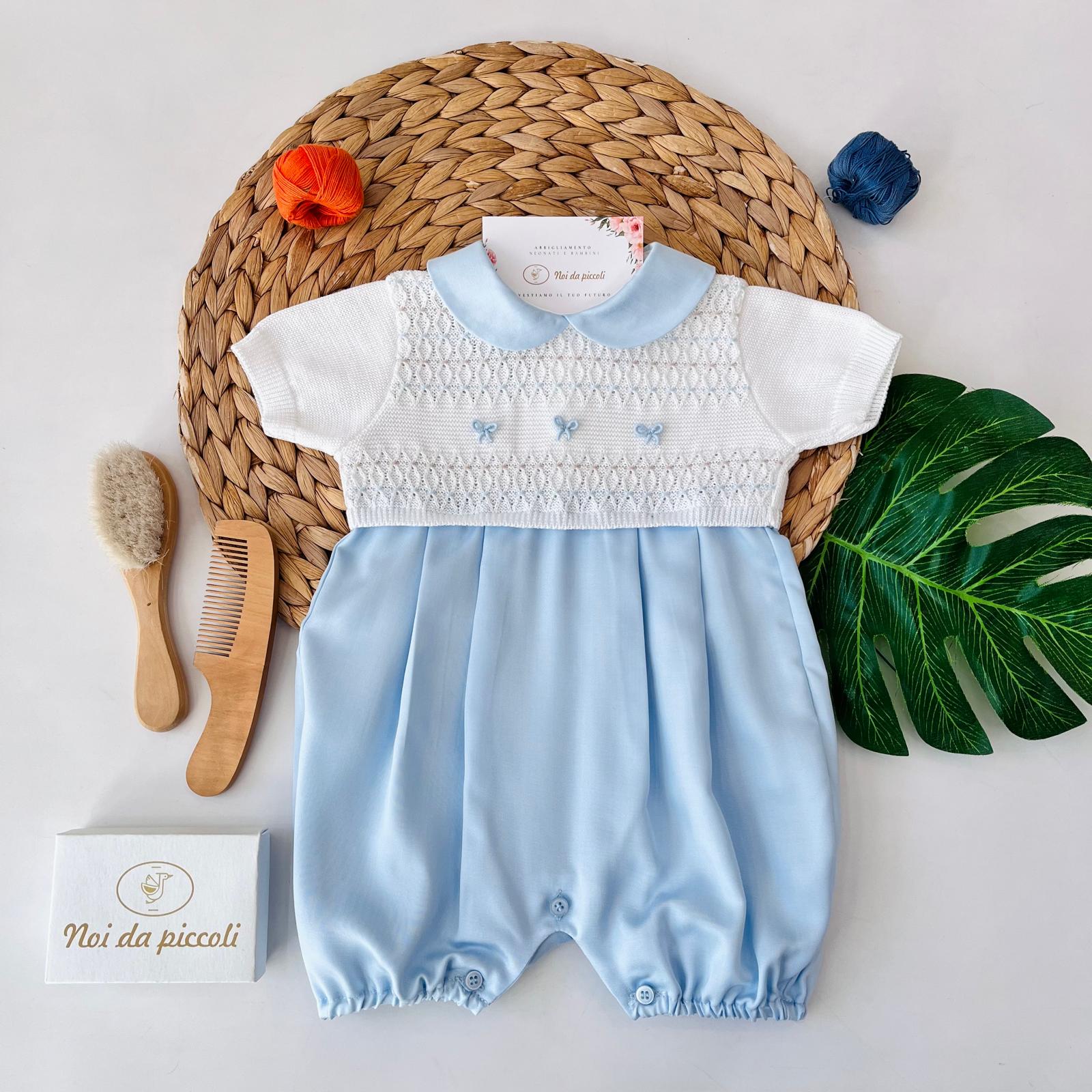 PAGLIACCETTO IN RASO E FILO CON 3 FIOCCHETTI POLVERE NOCE - Noi da piccoli