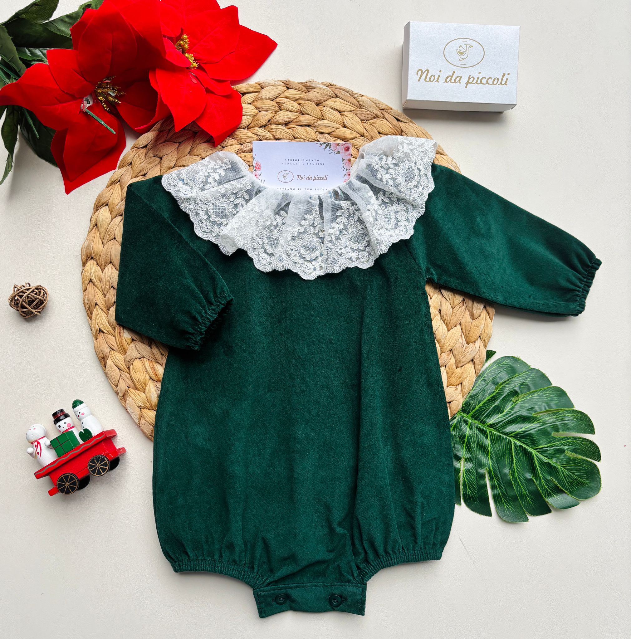 PAGLIACCETTO IN VELLUTO VERDE BOTTIGLIA - Noi da piccoli