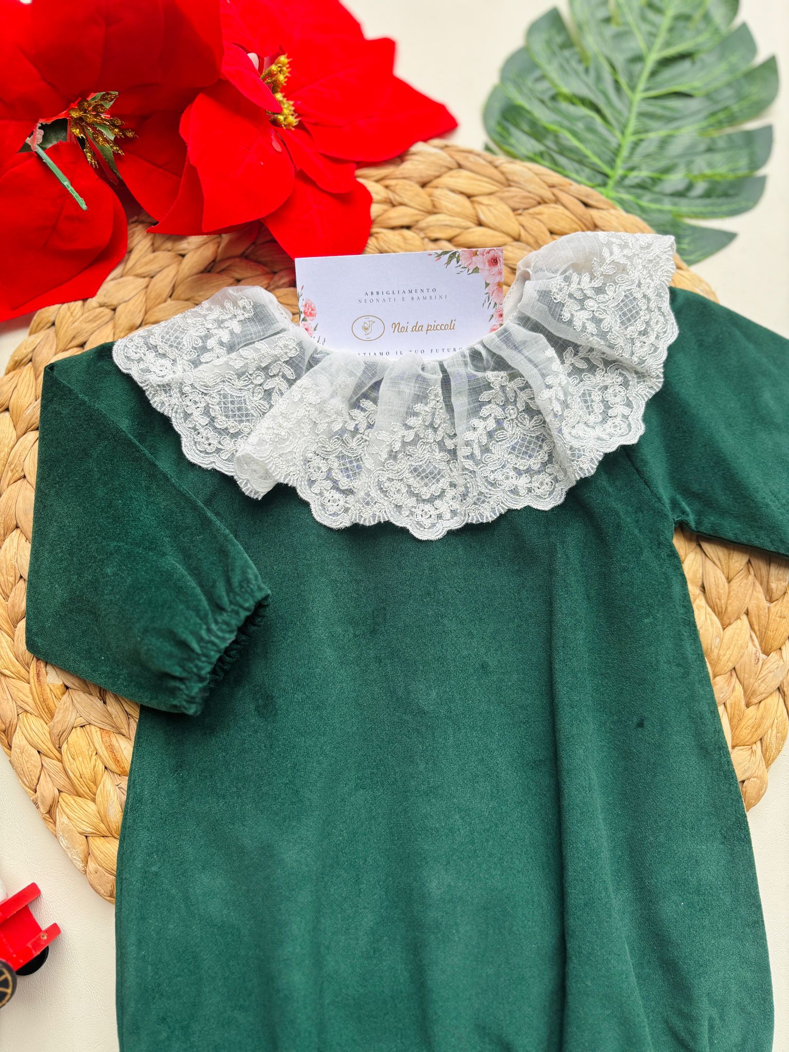 PAGLIACCETTO IN VELLUTO VERDE BOTTIGLIA - Noi da piccoli