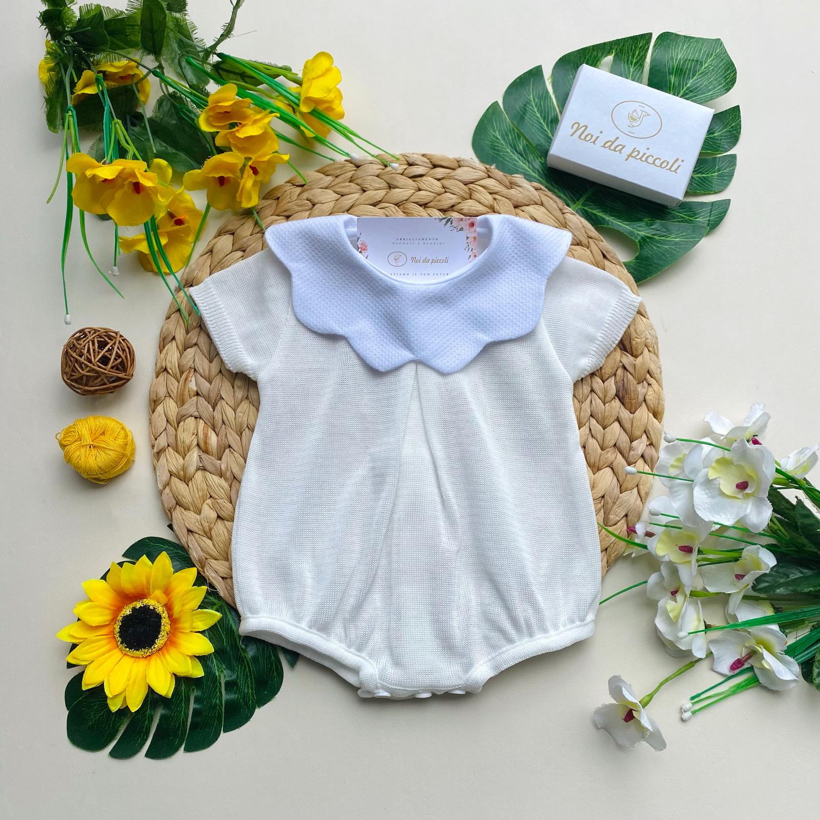 PAGLIACCETTO PANNA CON COLLETTO BIANCO - Noi da piccoli