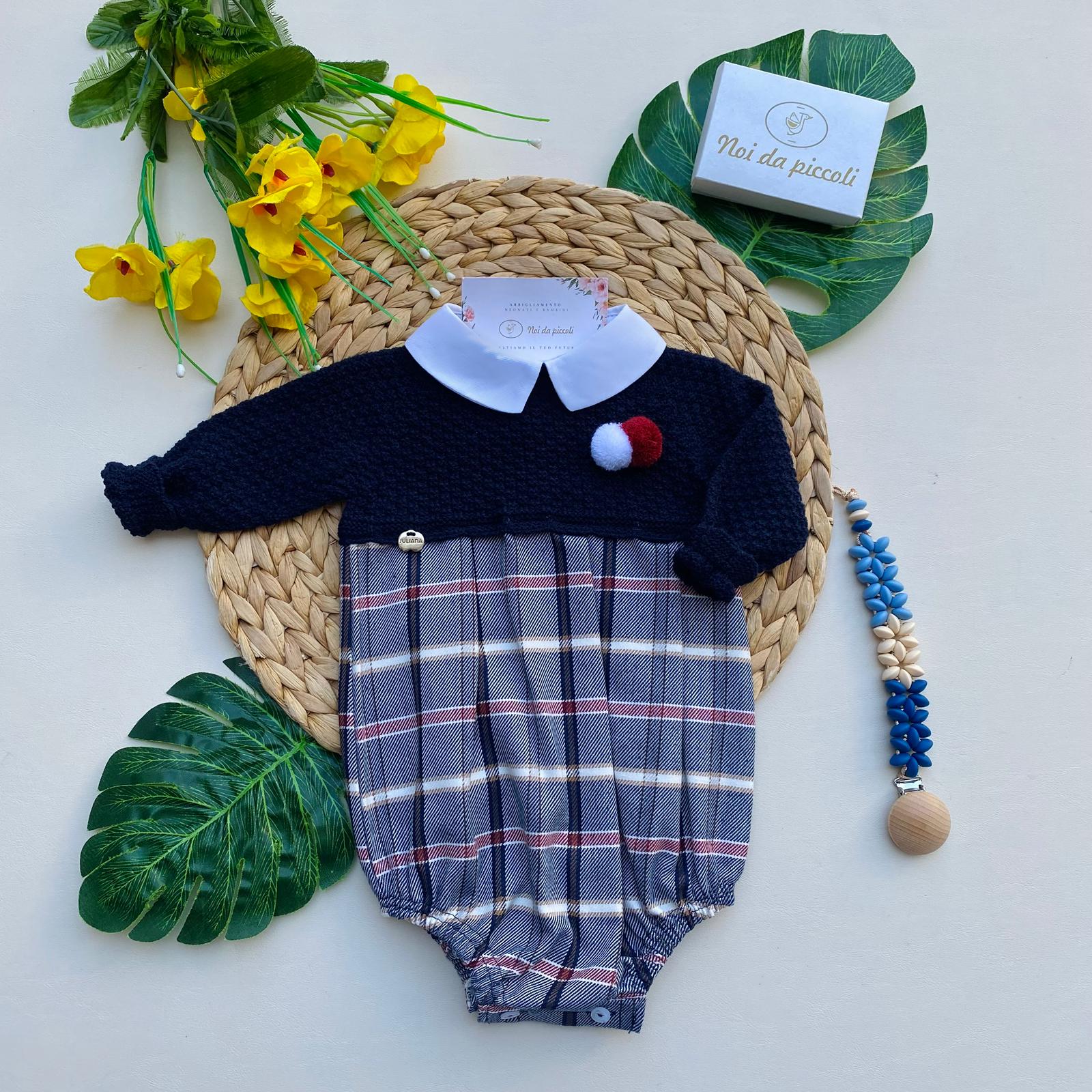 PAGLIACCETTO RIGATO FILATO CALDO BLU MARINO - Noi da piccoli