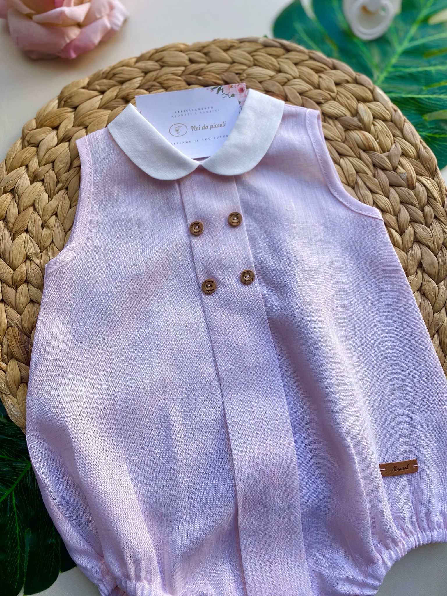 PAGLIACCETTO ROSA CON COLLETTO BIANCO - Noi da piccoli