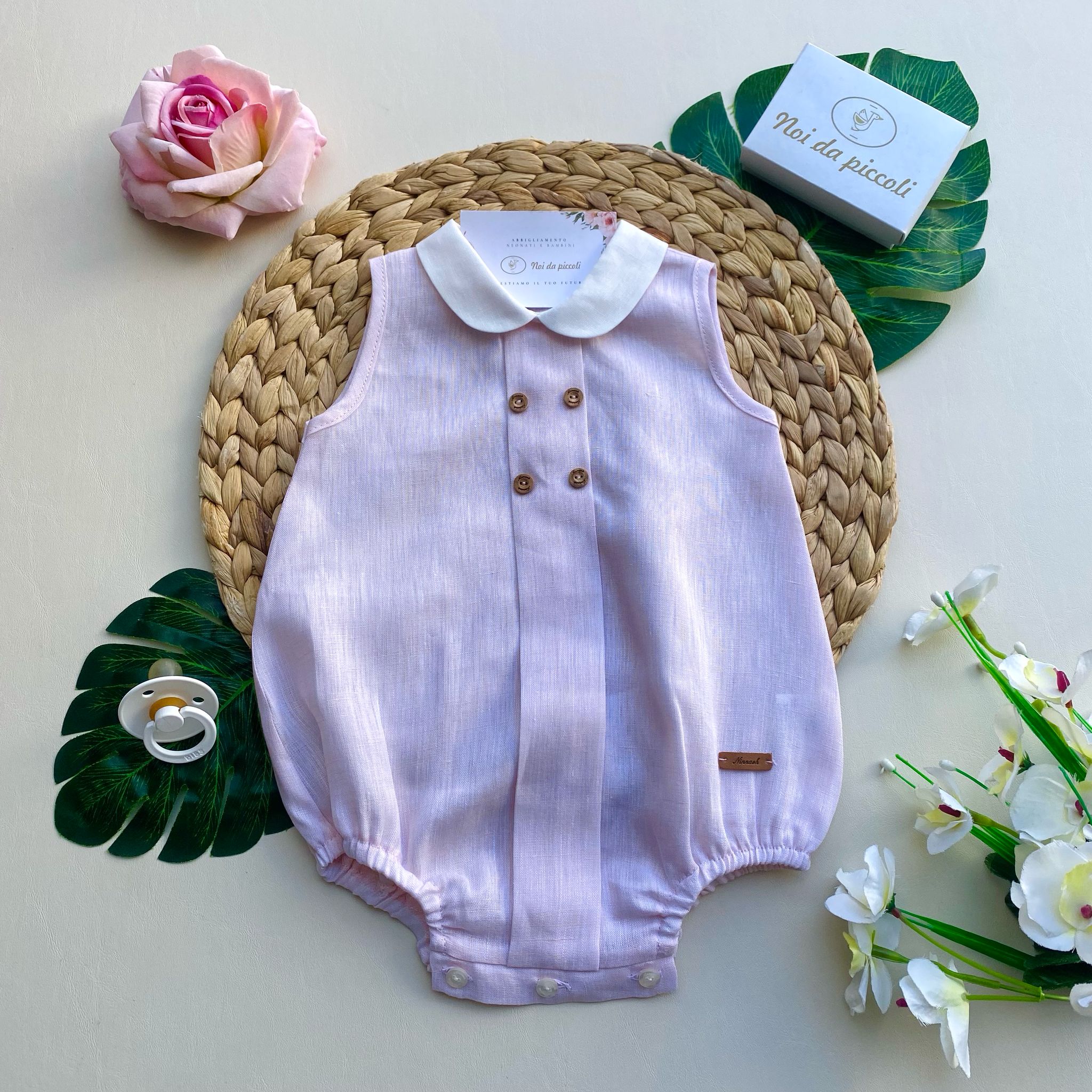 PAGLIACCETTO ROSA CON COLLETTO BIANCO - Noi da piccoli