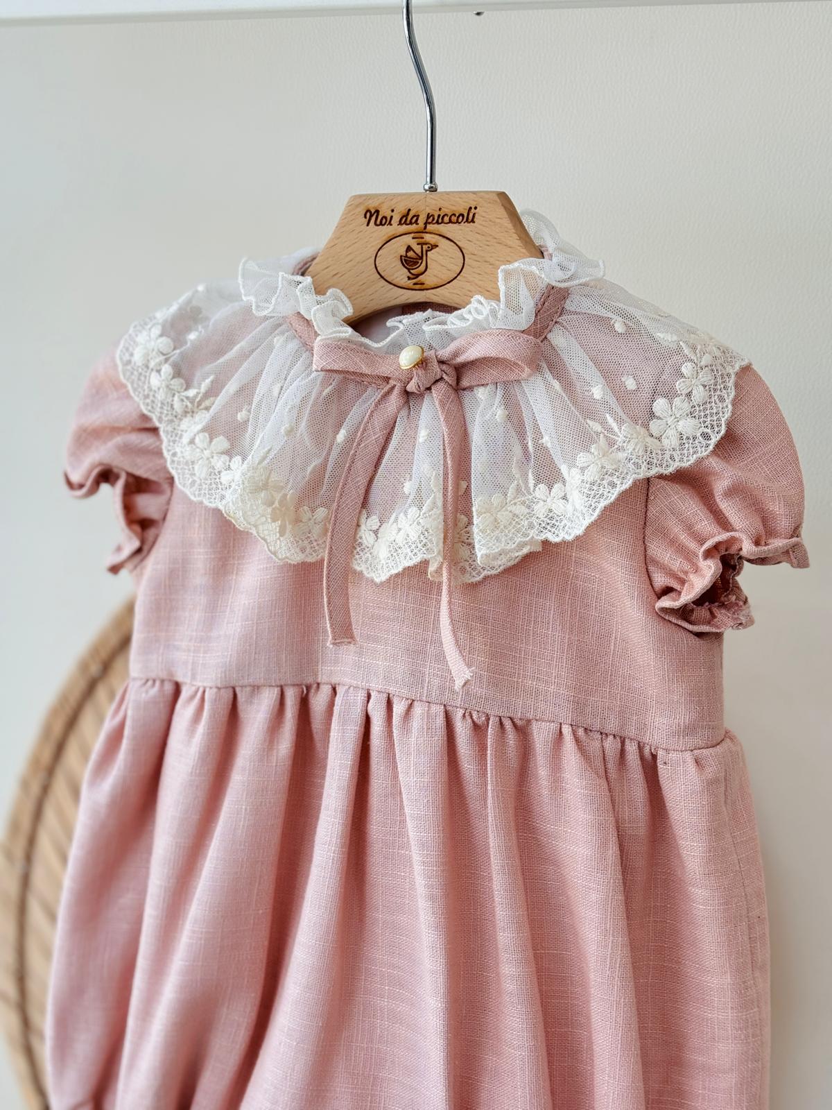 PAGLIACCETTO ROSA CON COLLO VOILA VELATO - Noi da piccoli