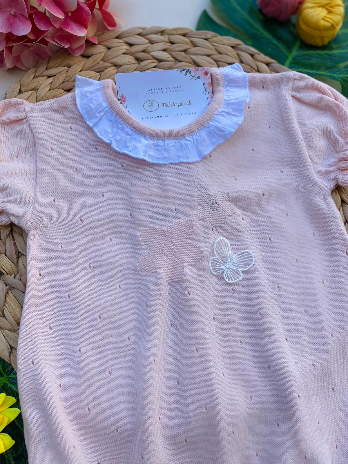 PAGLIACCETTO ROSA CON FARFALLINA E COLLETTO BIANCO - Noi da piccoli