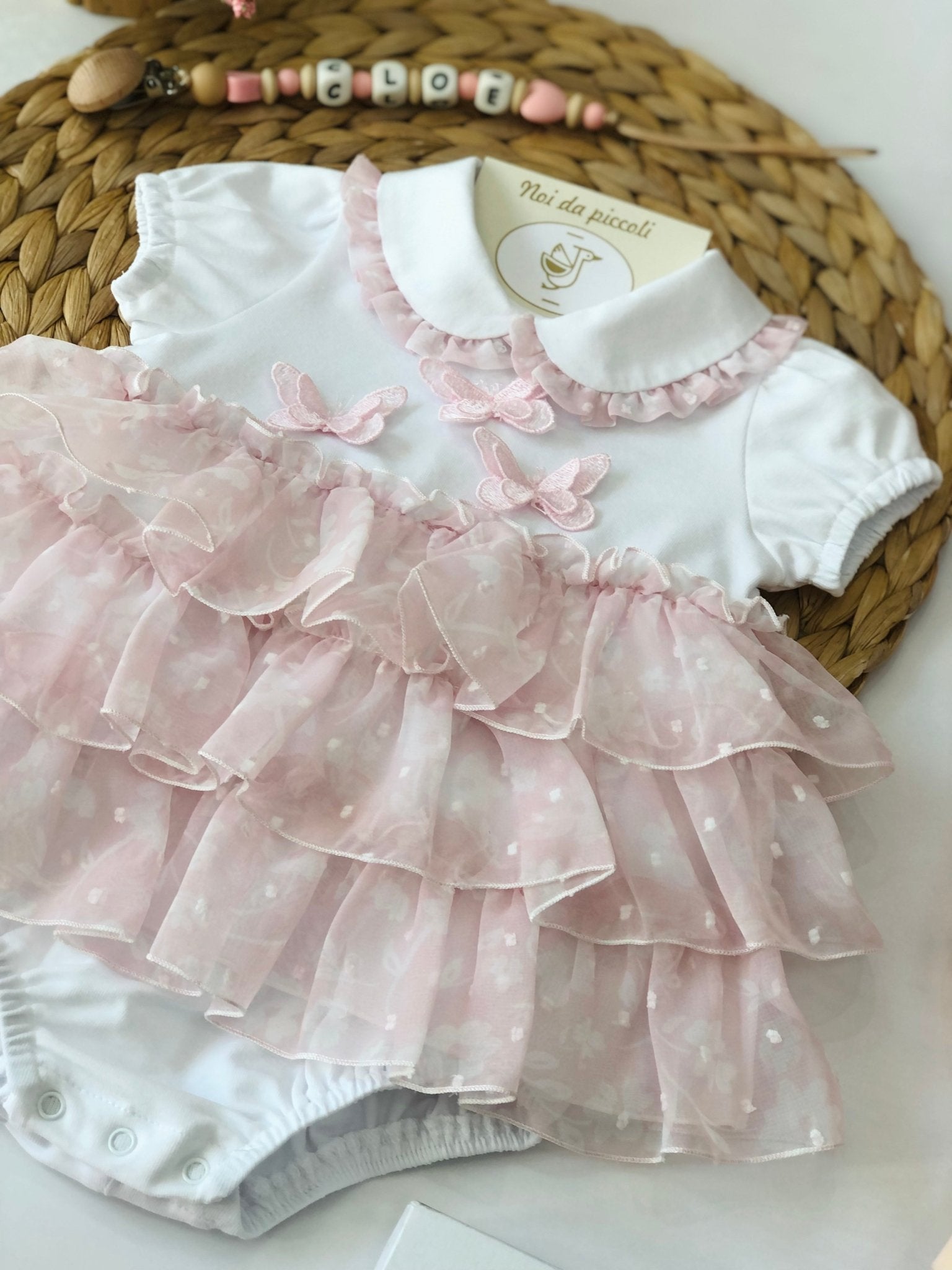 PAGLIACCETTO ROSA E BIANCO FARFALLINA - Noi da piccoli