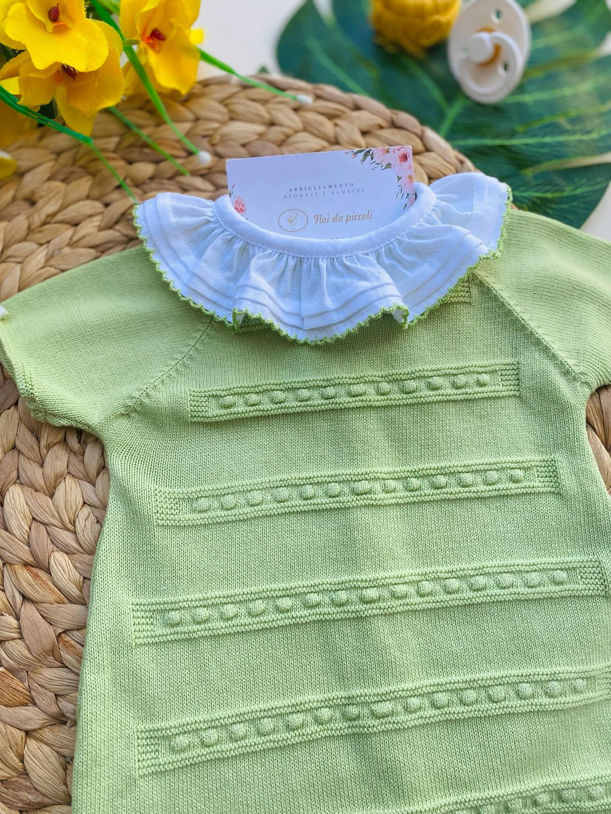 PAGLIACCETTO VERDE CON COLLETTO BIANCO - Noi da piccoli