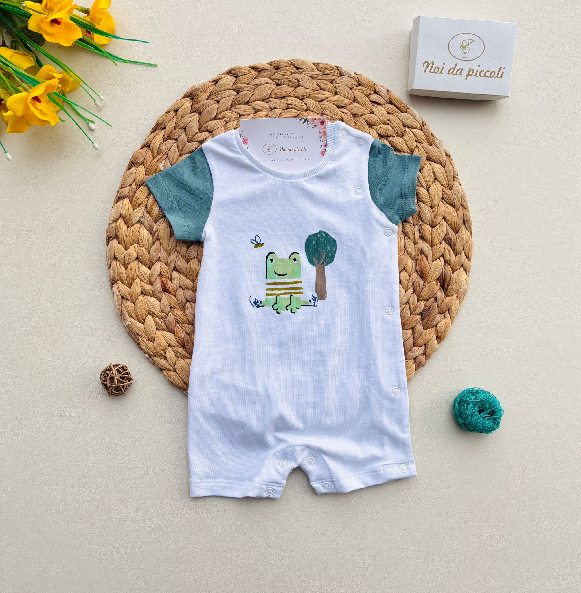 PAGLIACETTO IN COTONE CON RANETTA E ALBERELLO BIANCO VERDE - Noi da piccoli