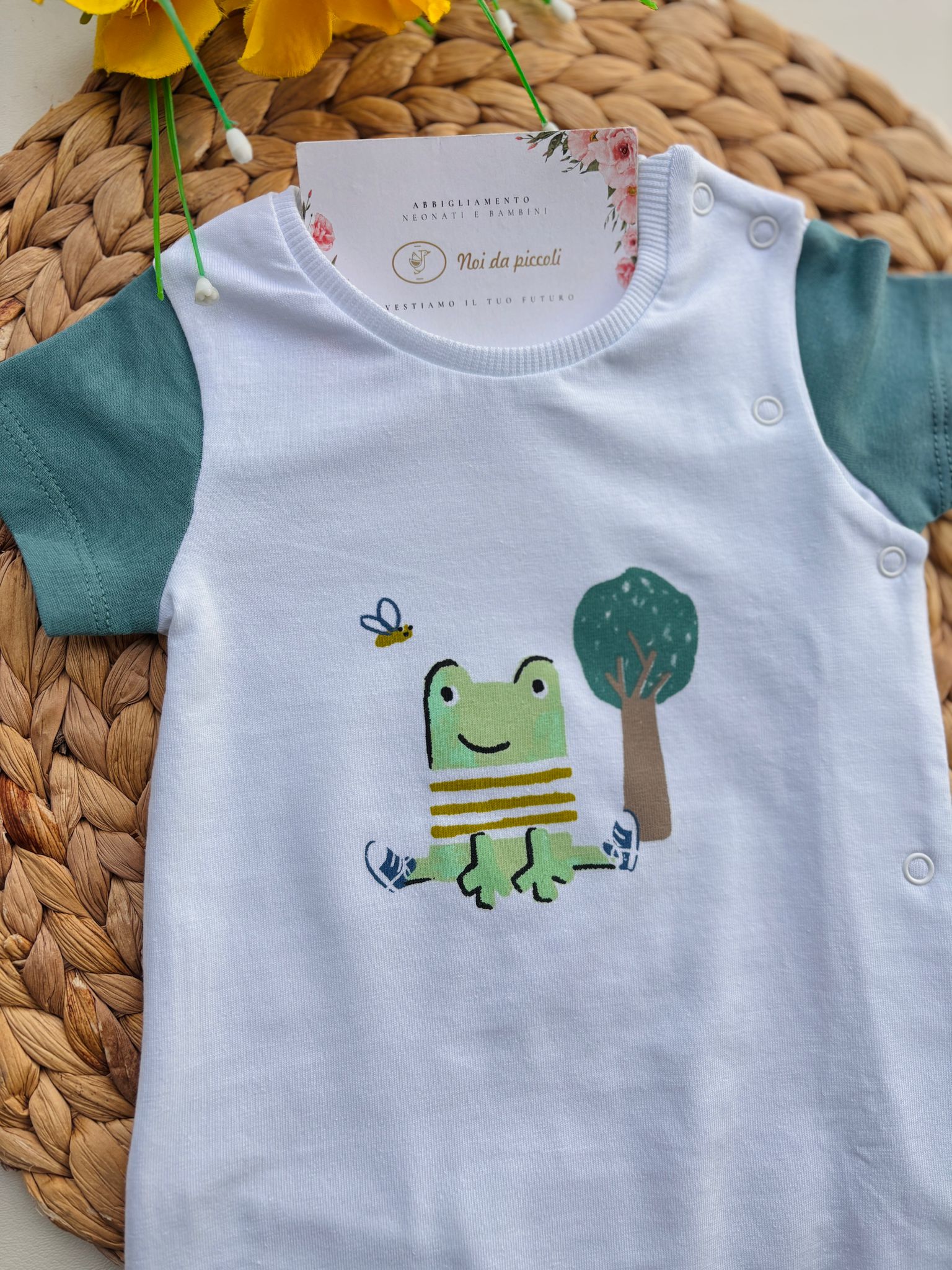 PAGLIACETTO IN COTONE CON RANETTA E ALBERELLO BIANCO VERDE - Noi da piccoli