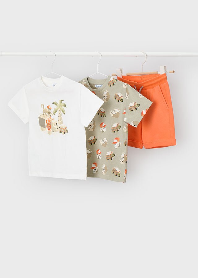 PANTALONCINO CON DUE T - SHIRT IN COTONE BAMBU - Noi da piccoli