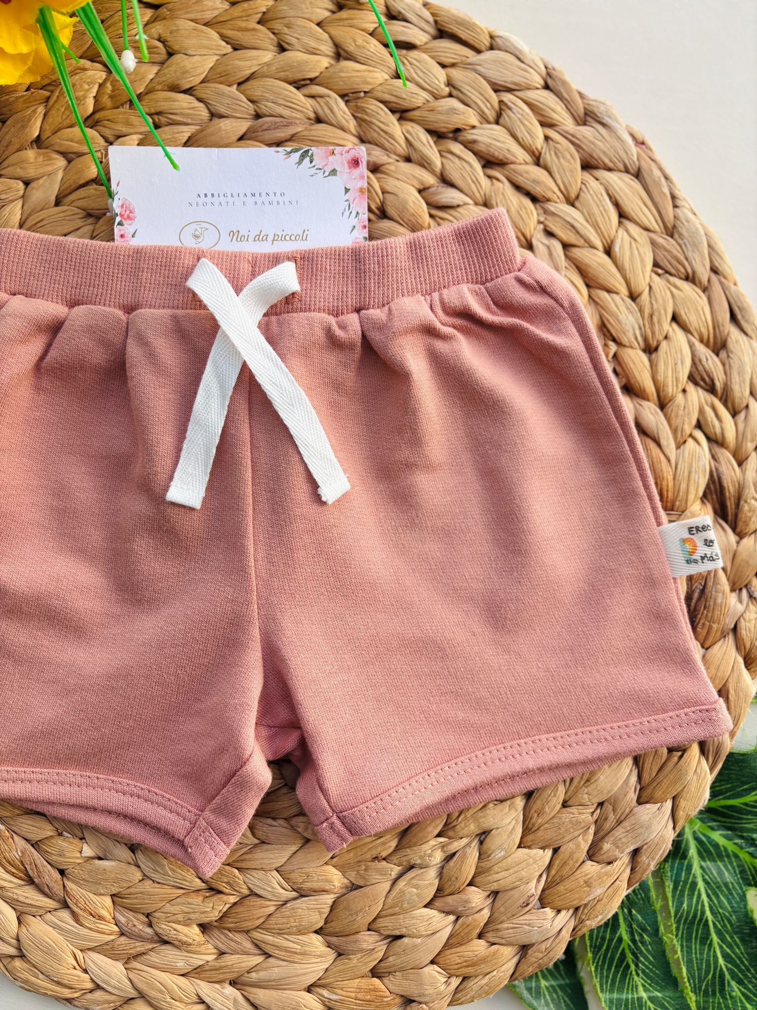 PANTALONCINO CON LACCI COTONE TERRACOTA - Noi da piccoli