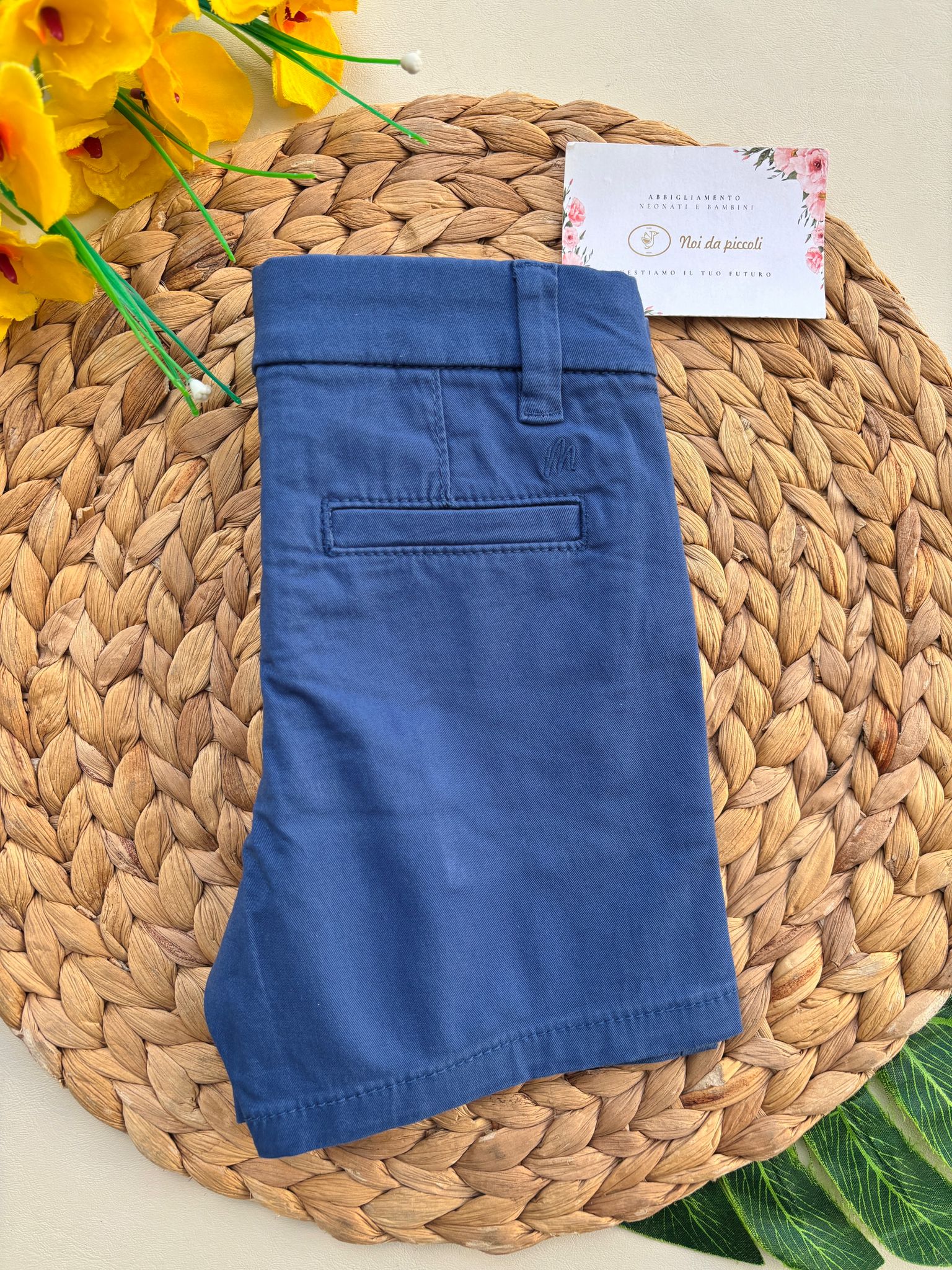 PANTALONCINO IN COTONE COBALTO - Noi da piccoli
