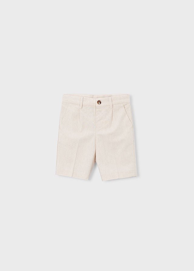 PANTALONCINO IN COTONE E LINO AVENA - Noi da piccoli