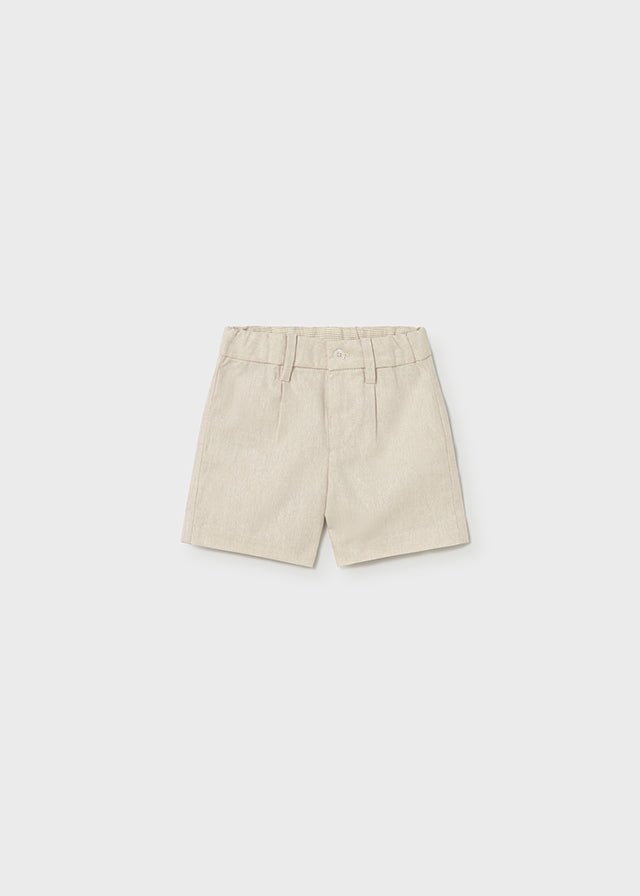 PANTALONCINO IN COTONE E LINO CREMA - Noi da piccoli
