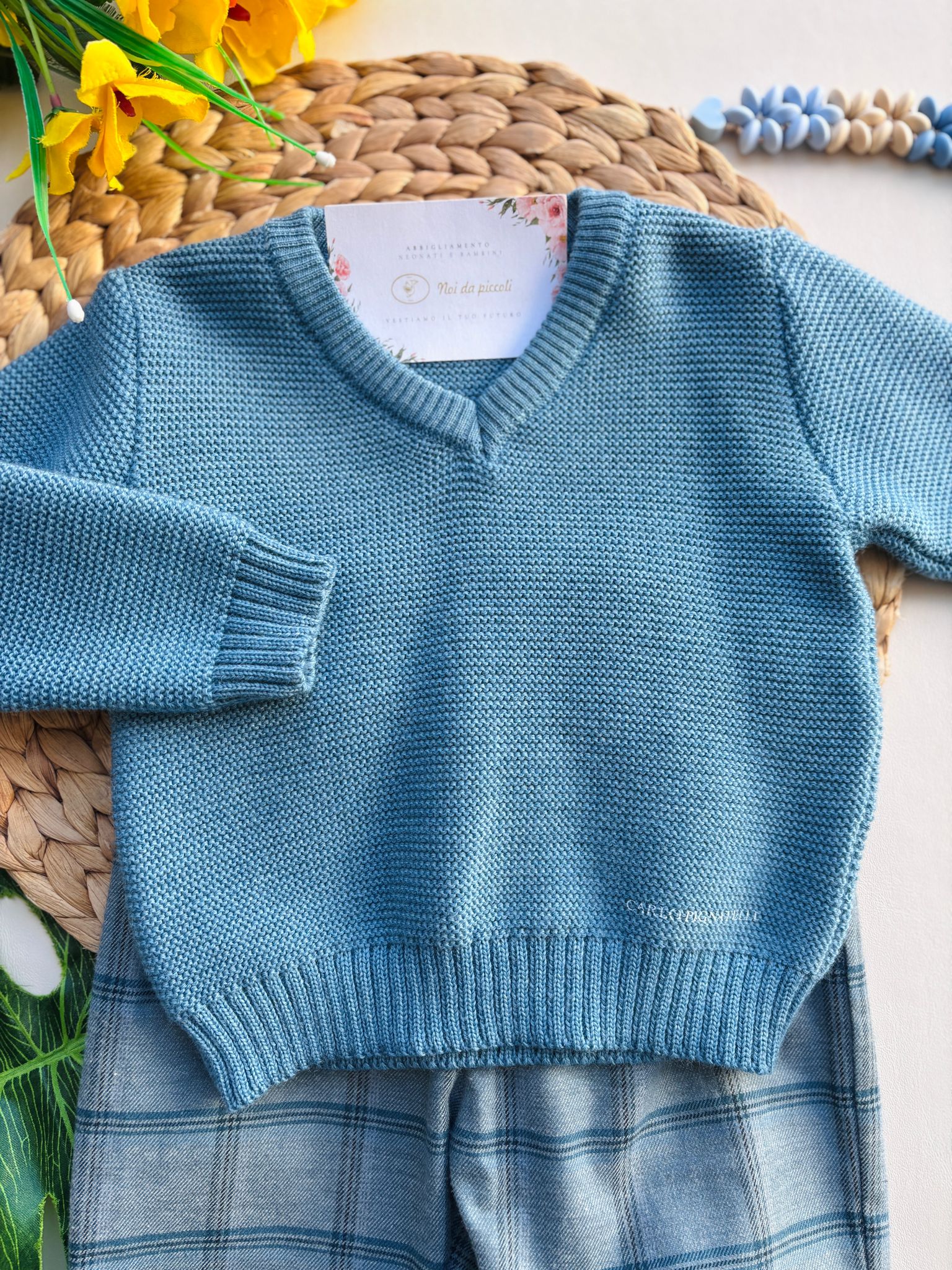 PANTALONE A QUADRONI CON MAGLIONCINO IN LANA avion - Noi da piccoli