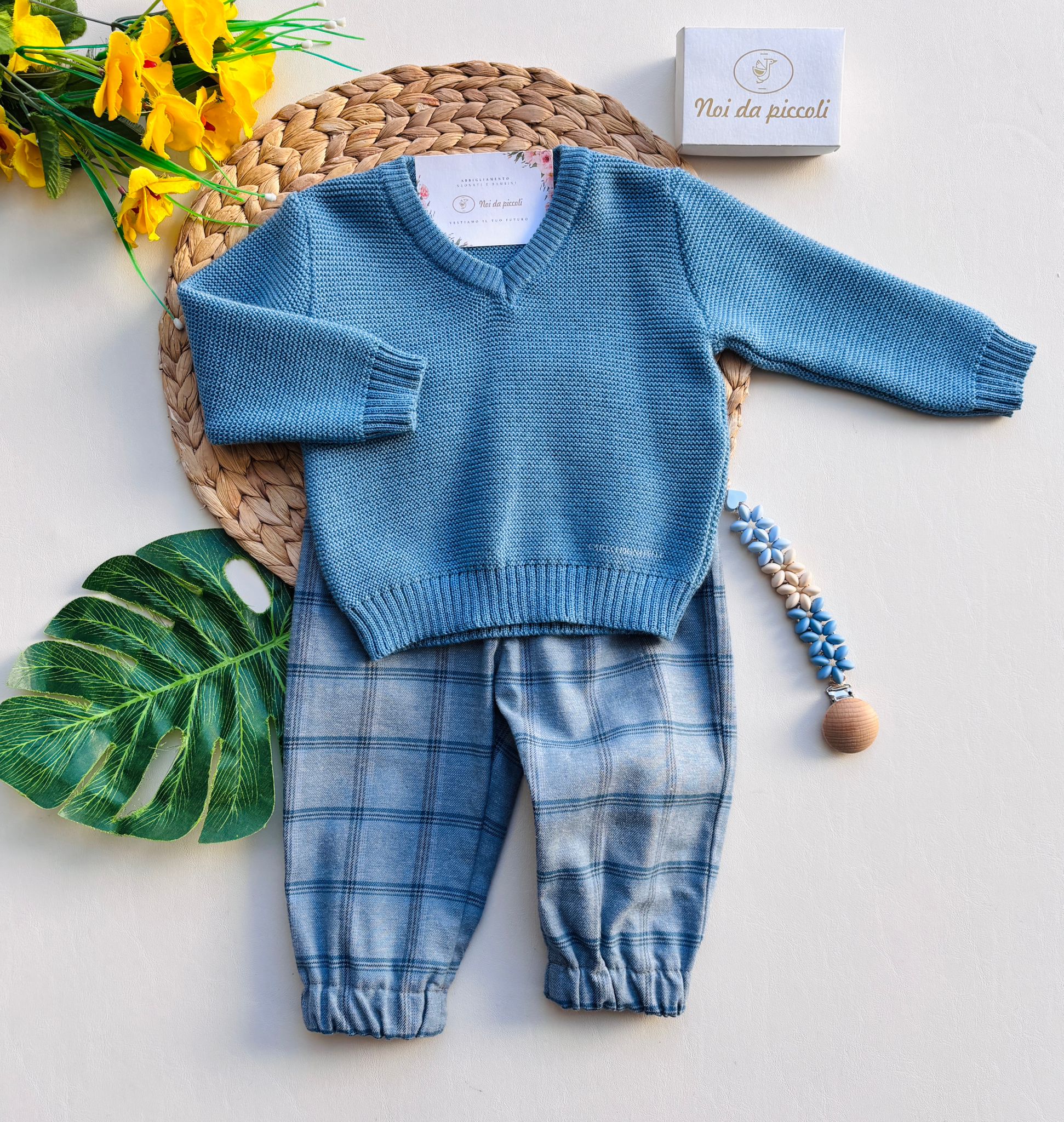 PANTALONE A QUADRONI CON MAGLIONCINO IN LANA avion - Noi da piccoli