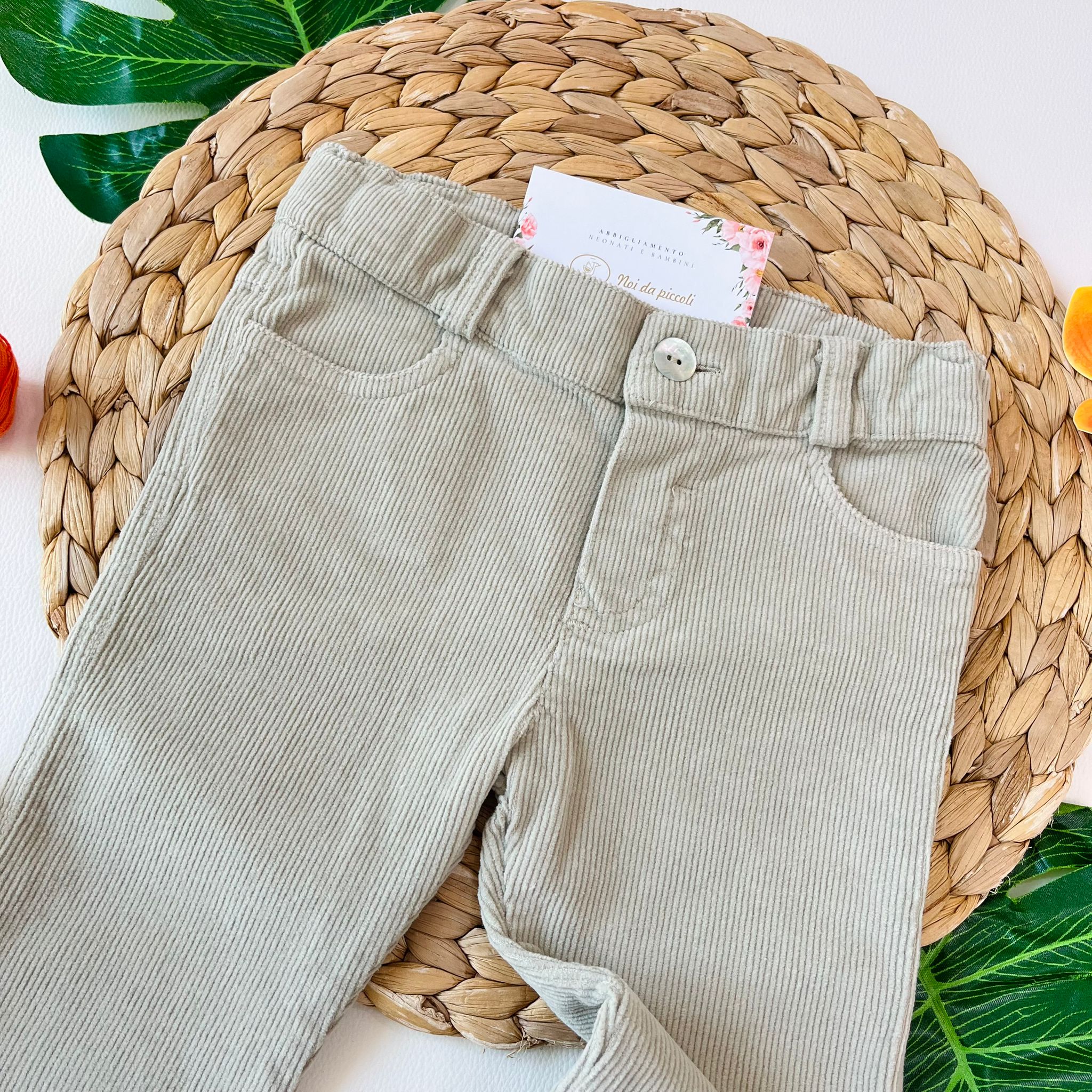 PANTALONE FIT VELLUTINO BEIGE - Noi da piccoli