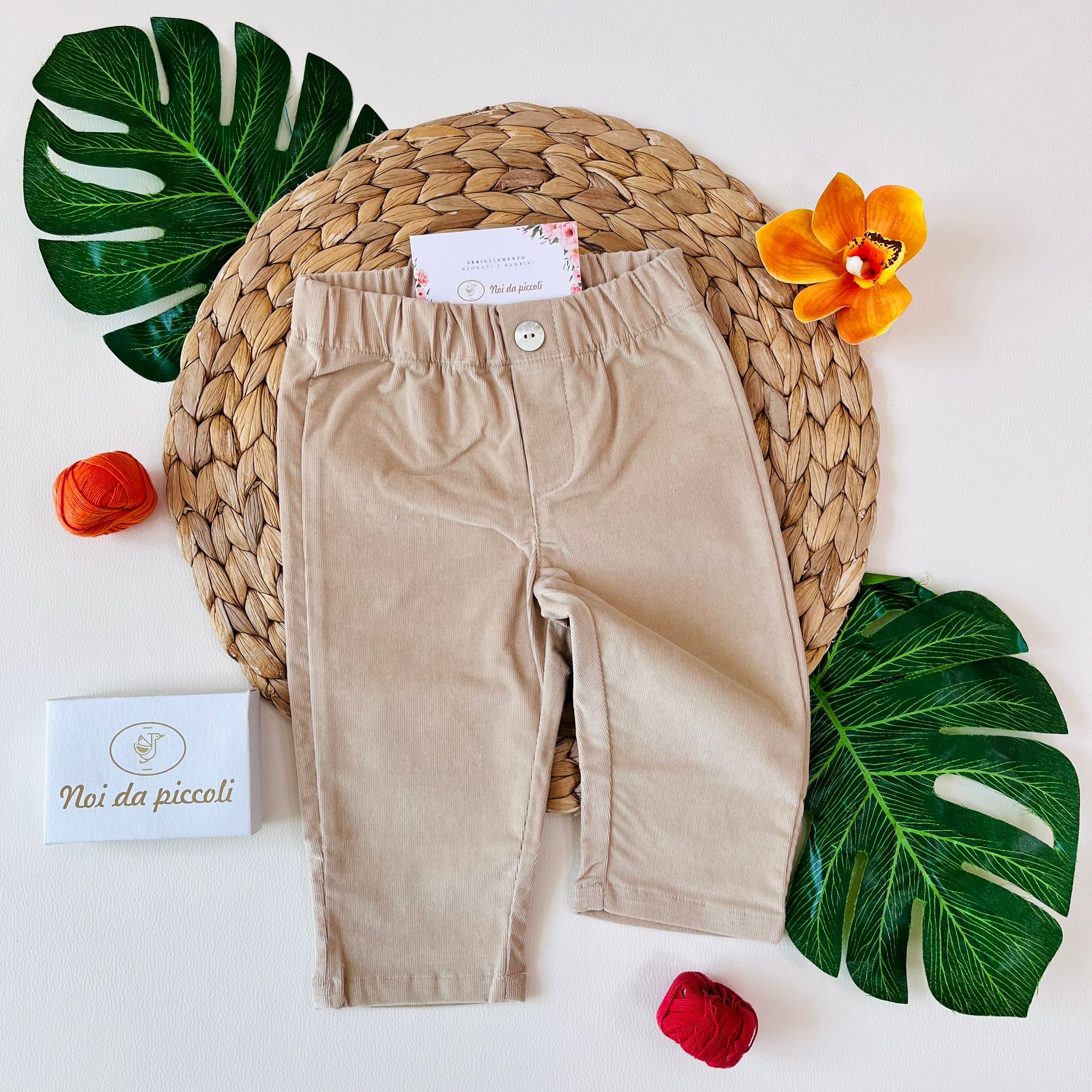 PANTALONE FIT VELLUTINO BEIGE - Noi da piccoli