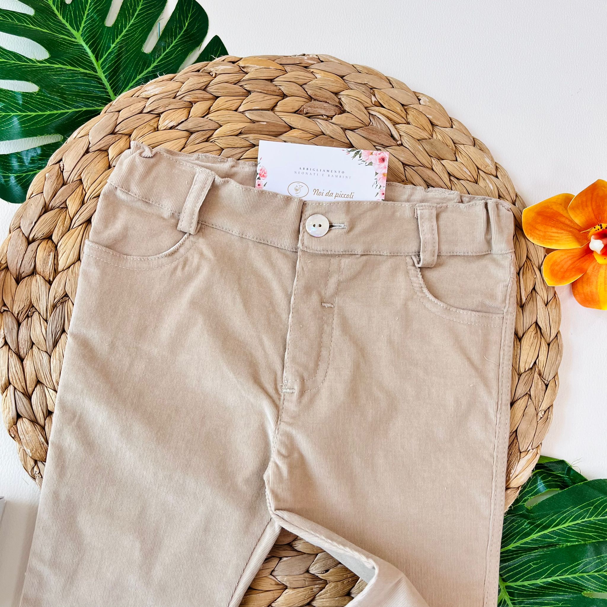 PANTALONE FIT VELLUTINO BEIGE - Noi da piccoli