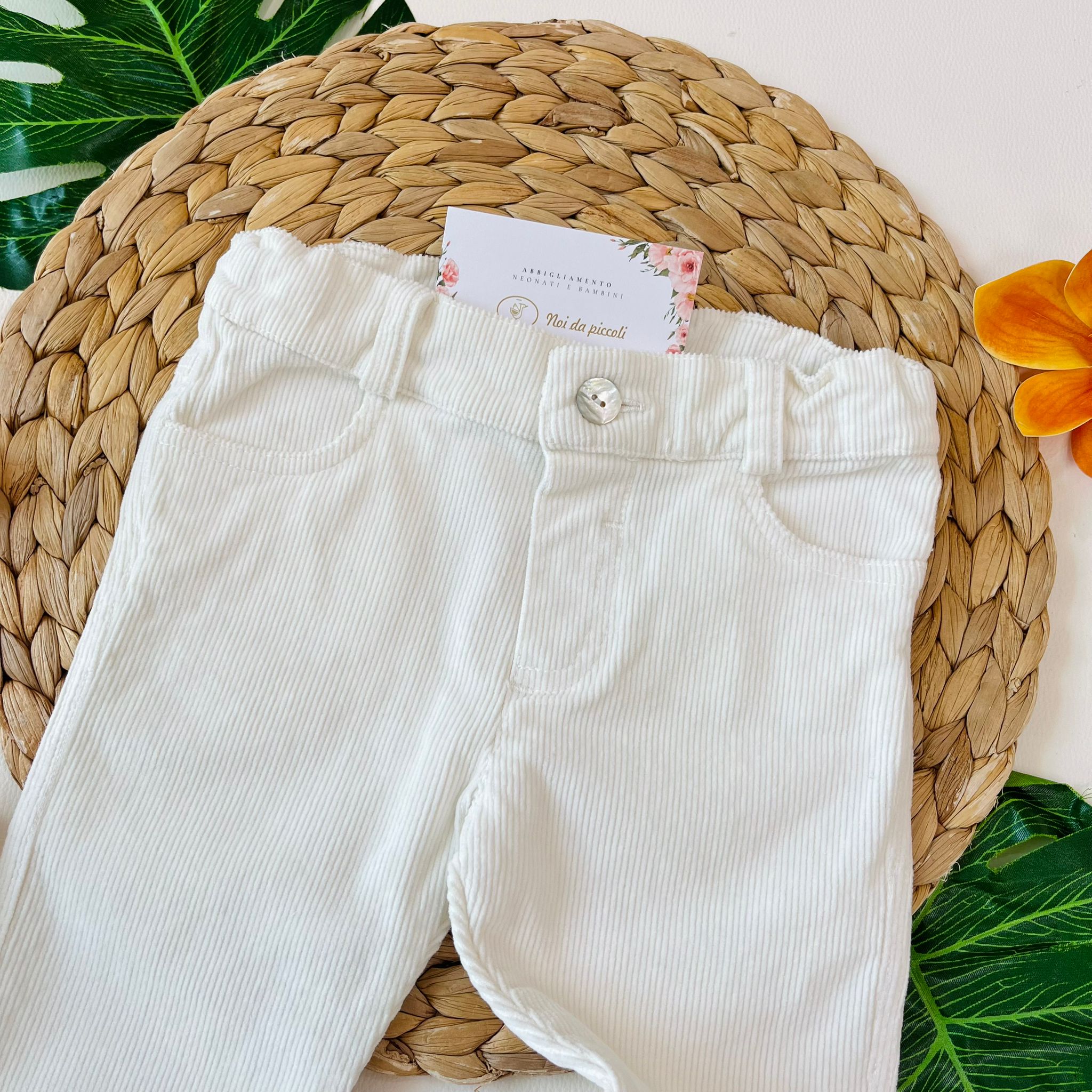 PANTALONE FIT VELLUTINO PANNA - Noi da piccoli