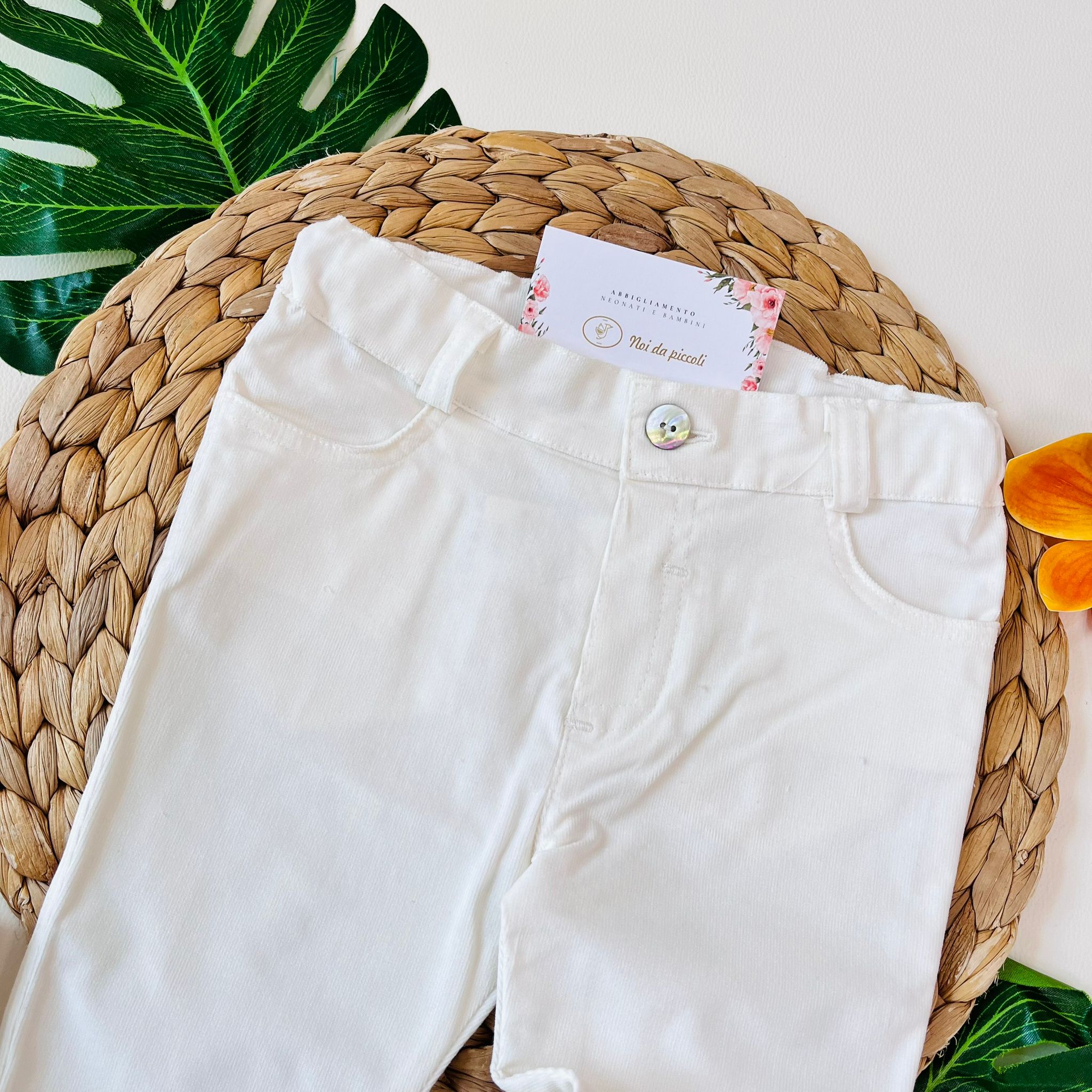 PANTALONE FIT VELLUTINO VANIGLIA - Noi da piccoli