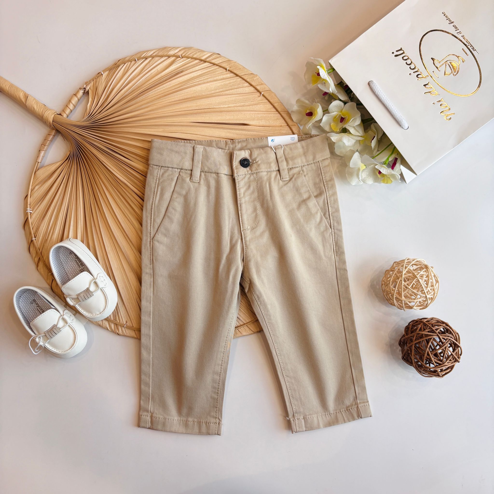 PANTALONE IN CALDO COTONE BEIGE - Noi da piccoli