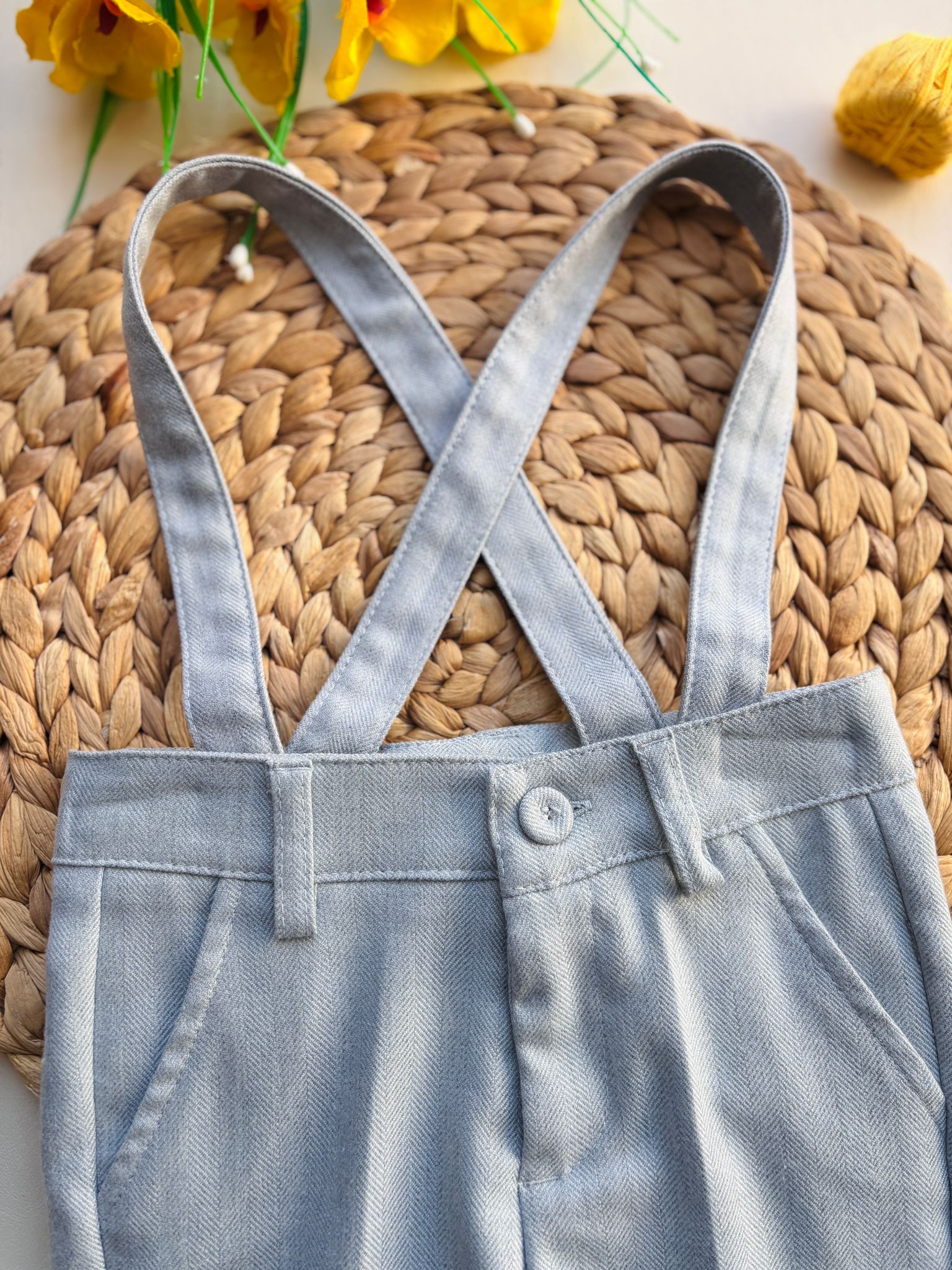 PANTALONE IN CALDO COTONE CON BRETELLE Grigio - Noi da piccoli