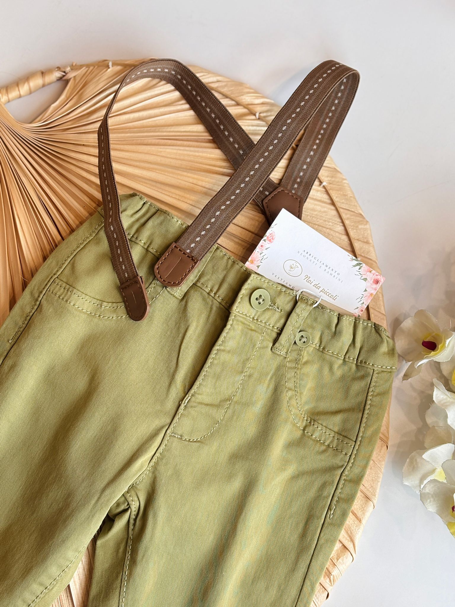 PANTALONE IN CALDO COTONE VERDE BOTTIGLIA - Noi da piccoli