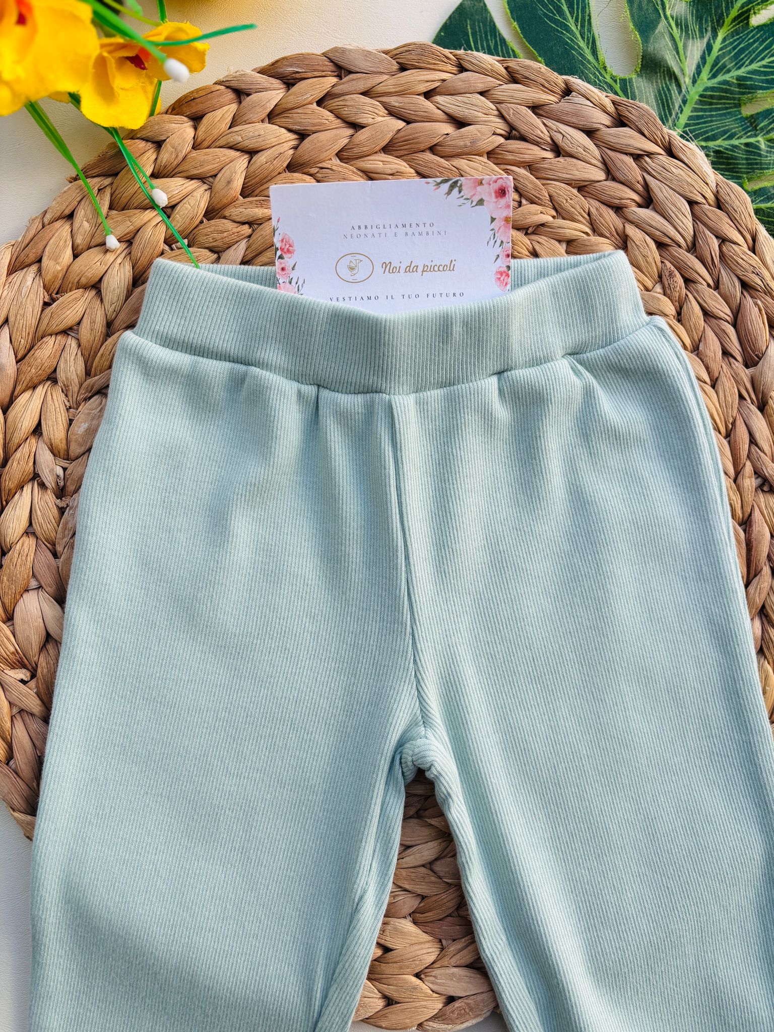 PANTALONE IN COTONE A COSTINE VERDE - Noi da piccoli